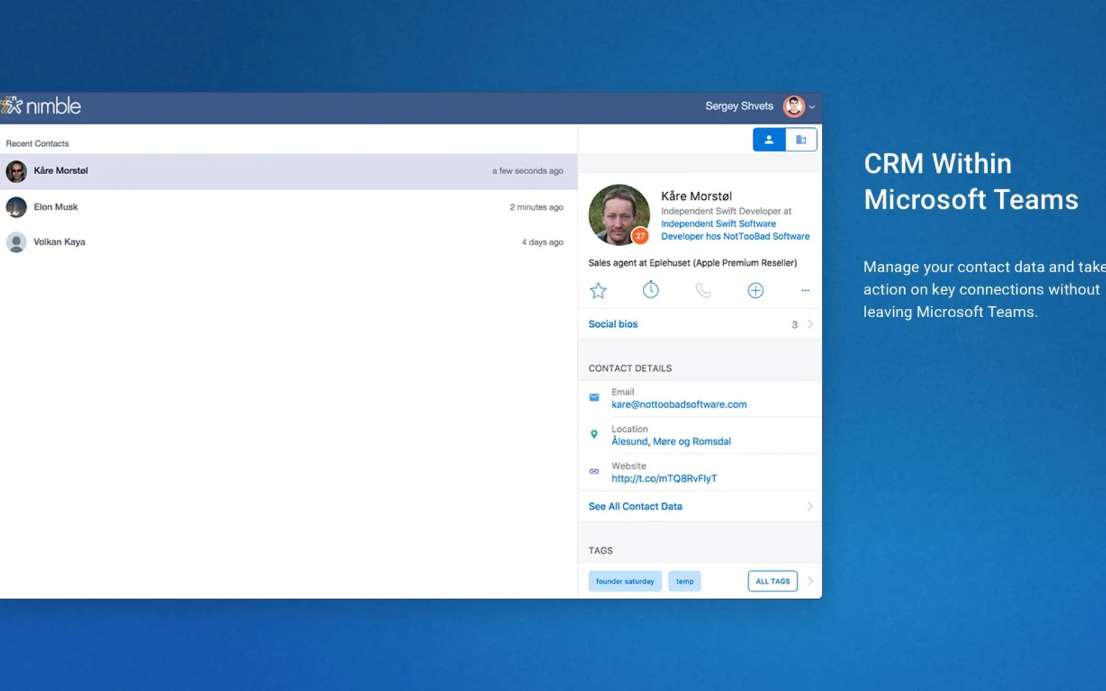 Nimble Contacts — screenshot from the Microsoft Marketplace listing