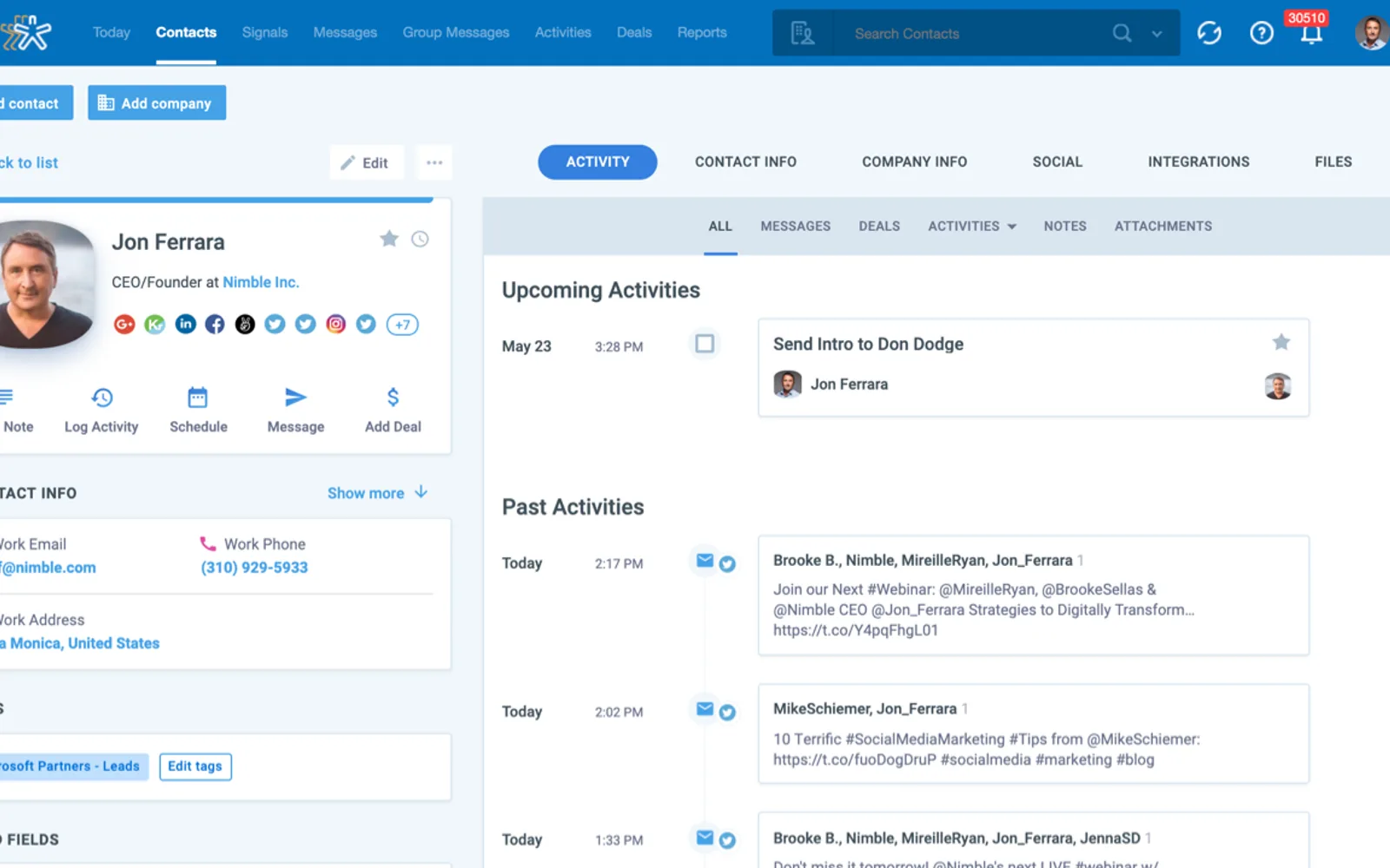 Nimble CRM — screenshot from the Microsoft Marketplace listing