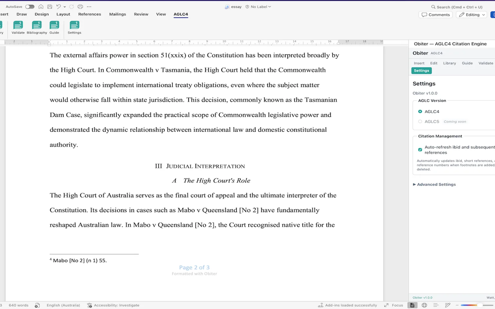 Obiter — screenshot from the Microsoft Marketplace listing