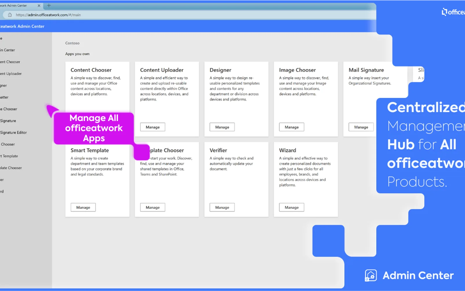 officeatwork | Admin Center — screenshot from the Microsoft Marketplace listing