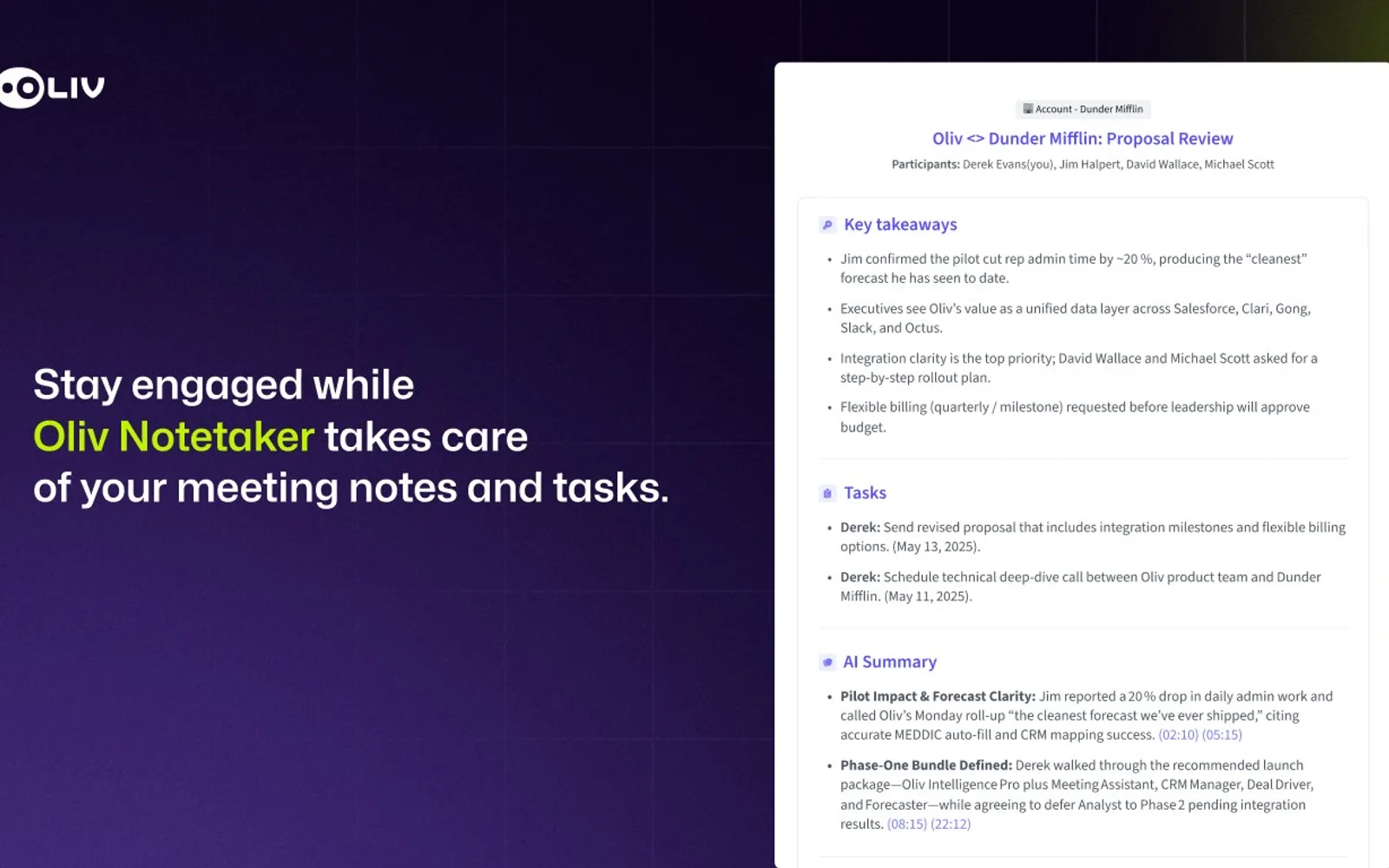 Oliv Notetaker — screenshot from the Microsoft Marketplace listing