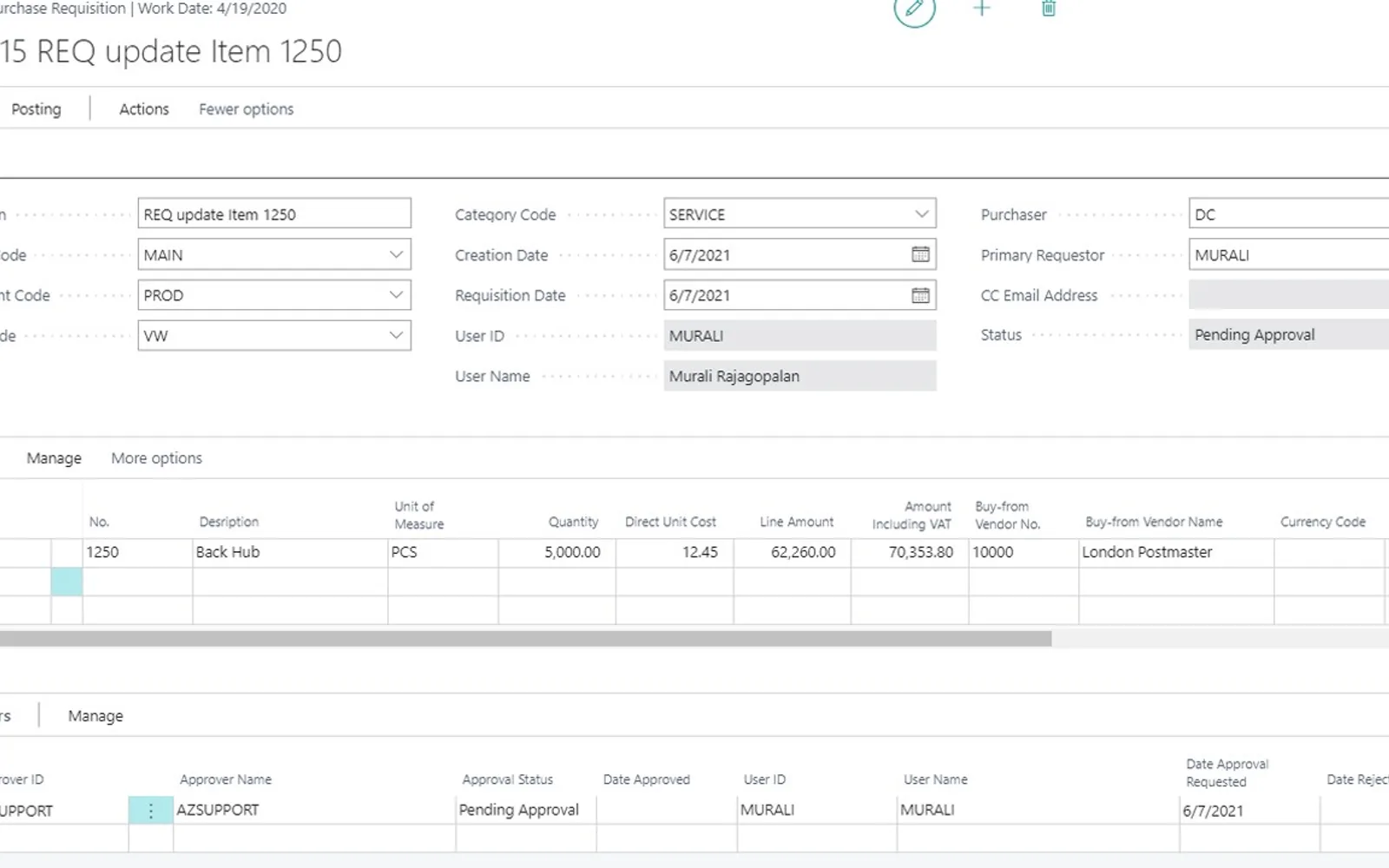 OmniFY Purchase Requisition — screenshot from the Microsoft Marketplace listing