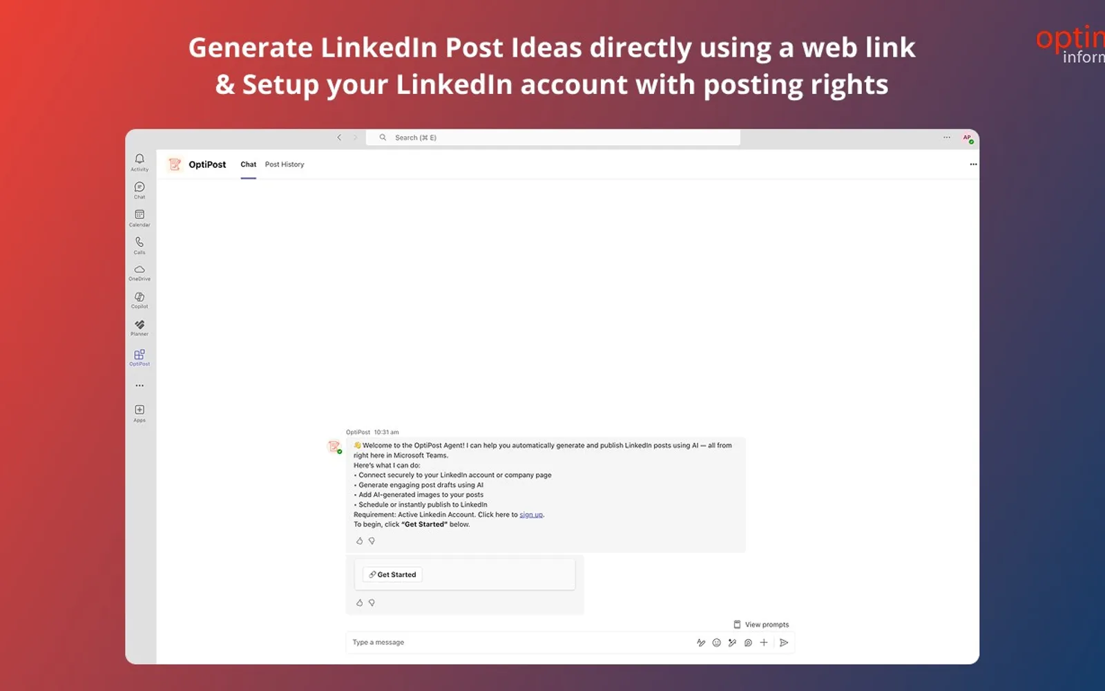 OptiPost — screenshot from the Microsoft Marketplace listing