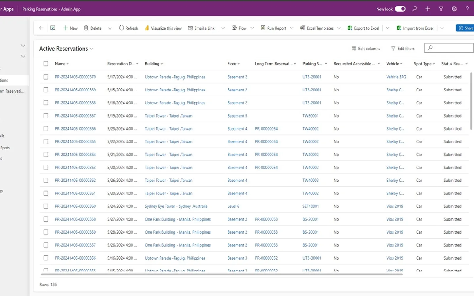 Parking Reservation Template — screenshot from the Microsoft Marketplace listing