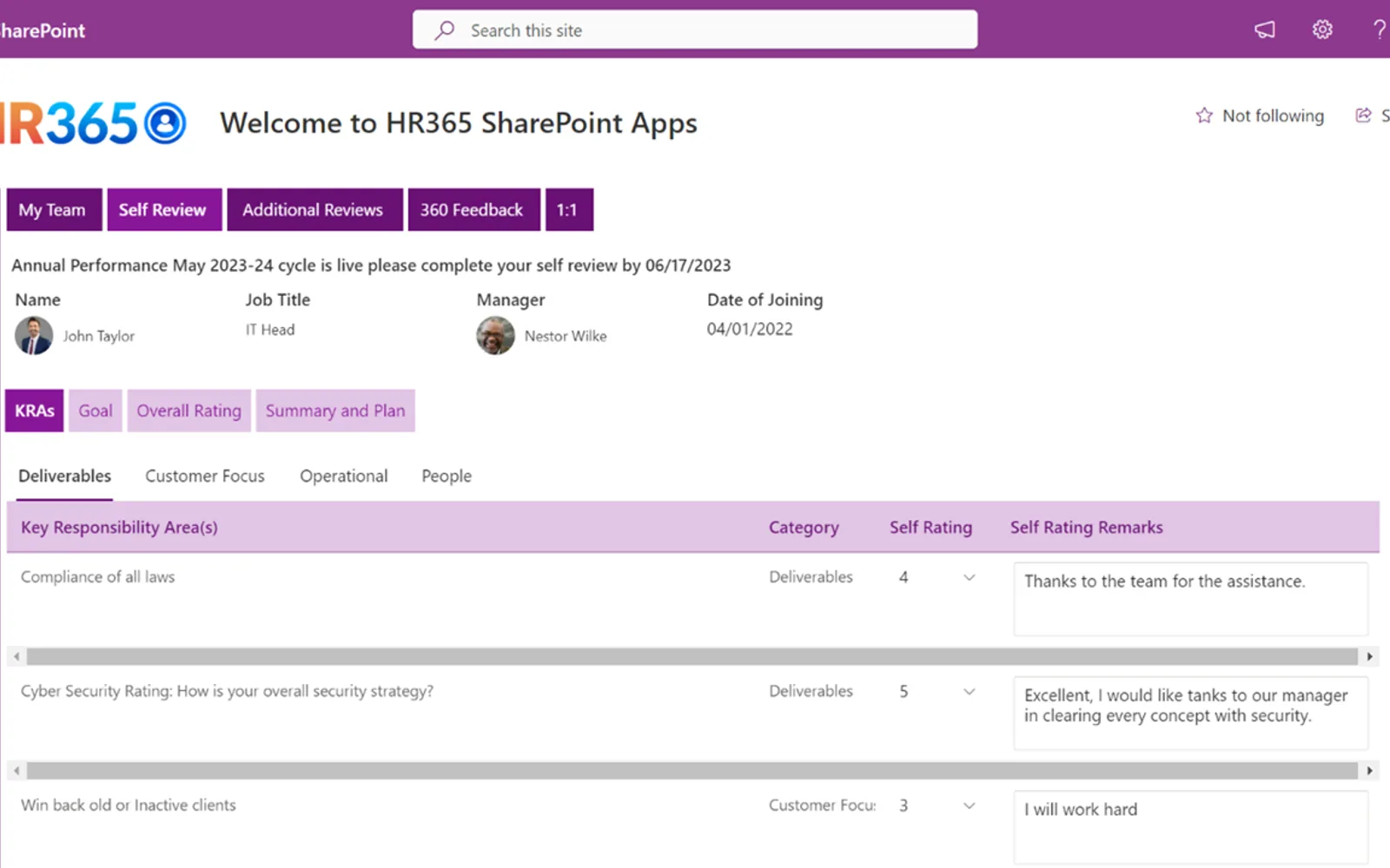 Performance 365 — screenshot from the Microsoft Marketplace listing