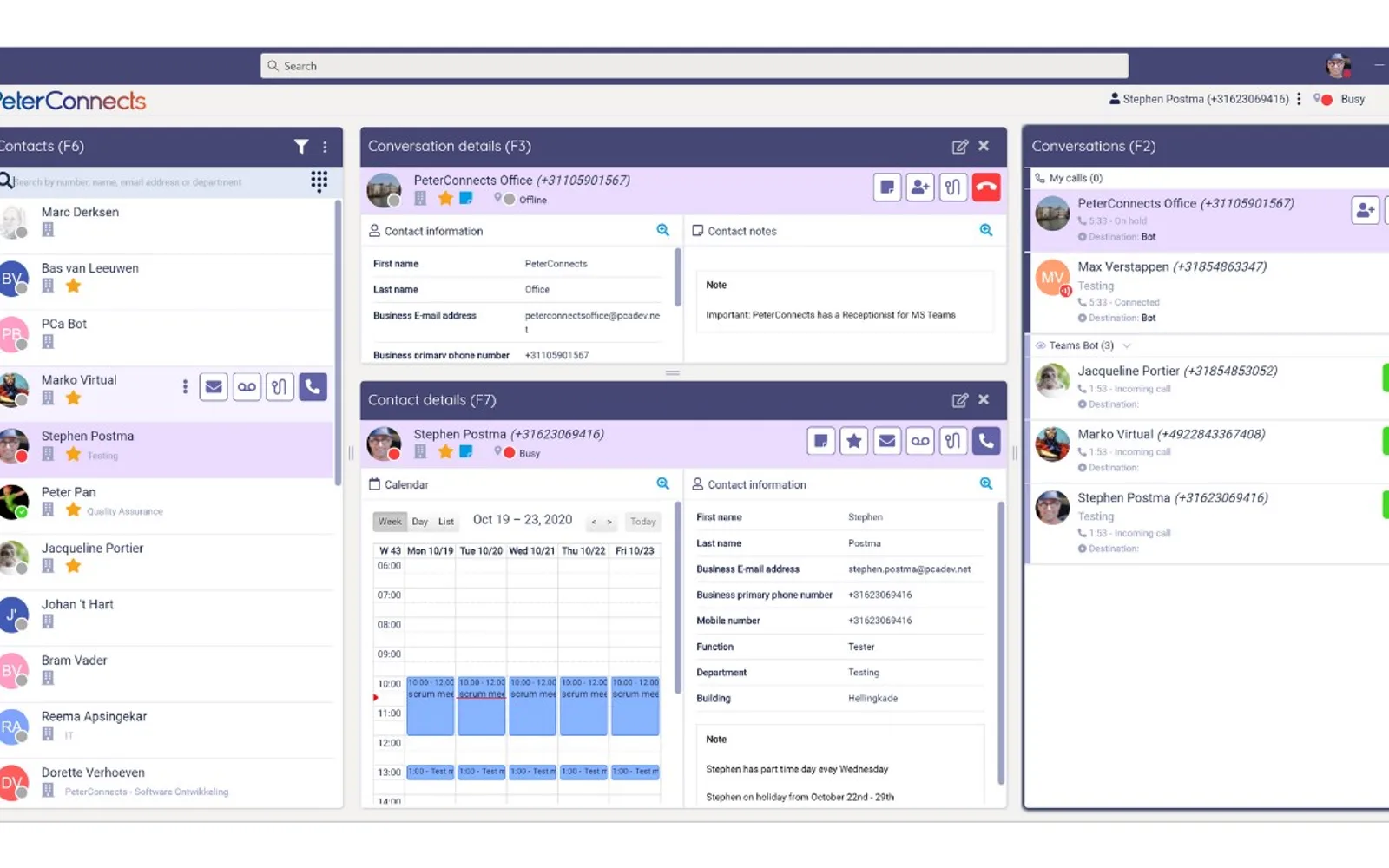 PeterConnects Receptionist — screenshot from the Microsoft Marketplace listing