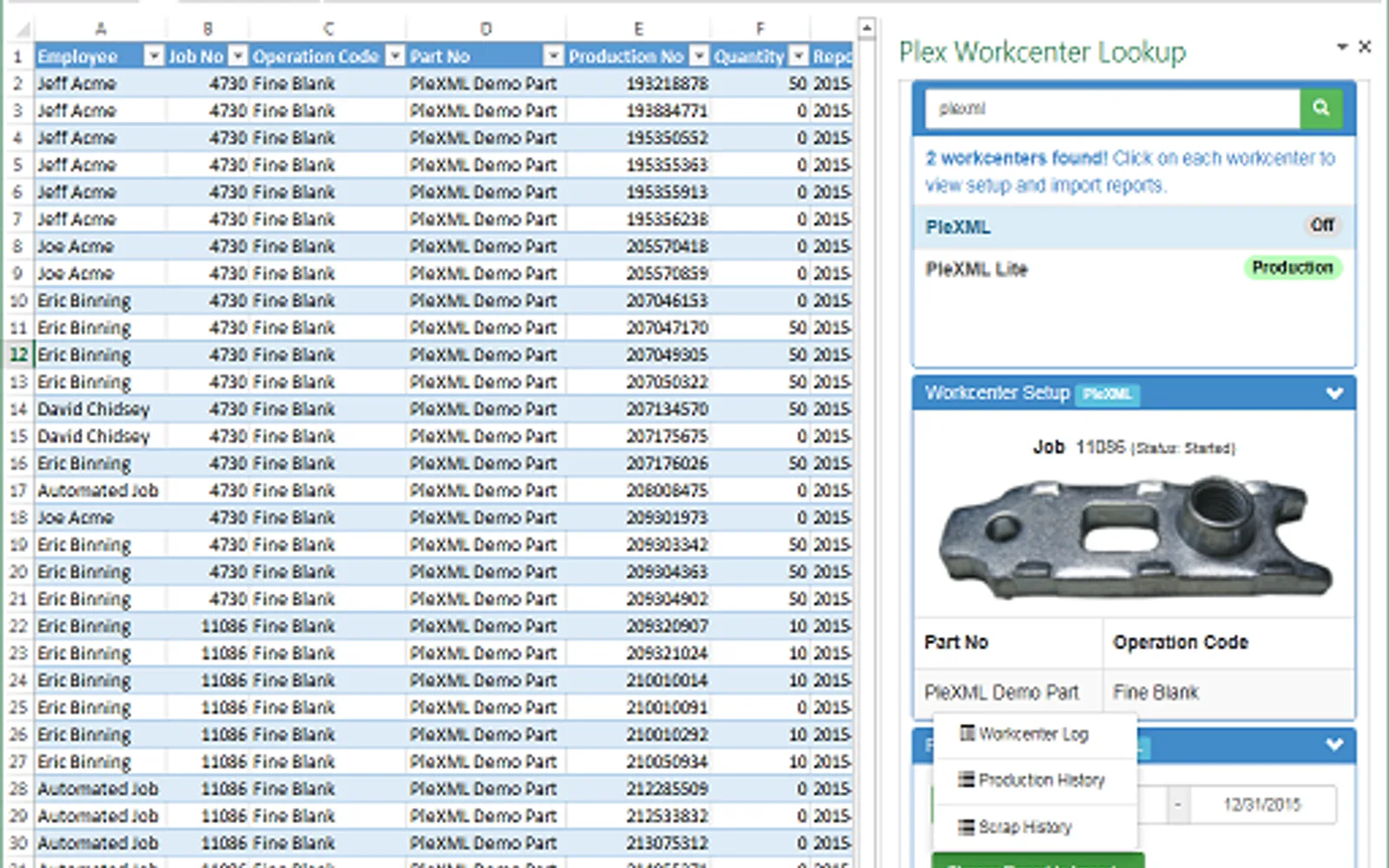 Plex WorkCenter Lookup — screenshot from the Microsoft Marketplace listing