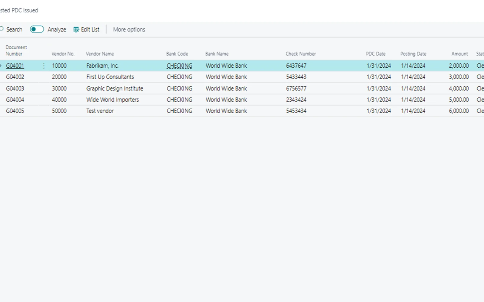 Post Dated Check — screenshot from the Microsoft Marketplace listing
