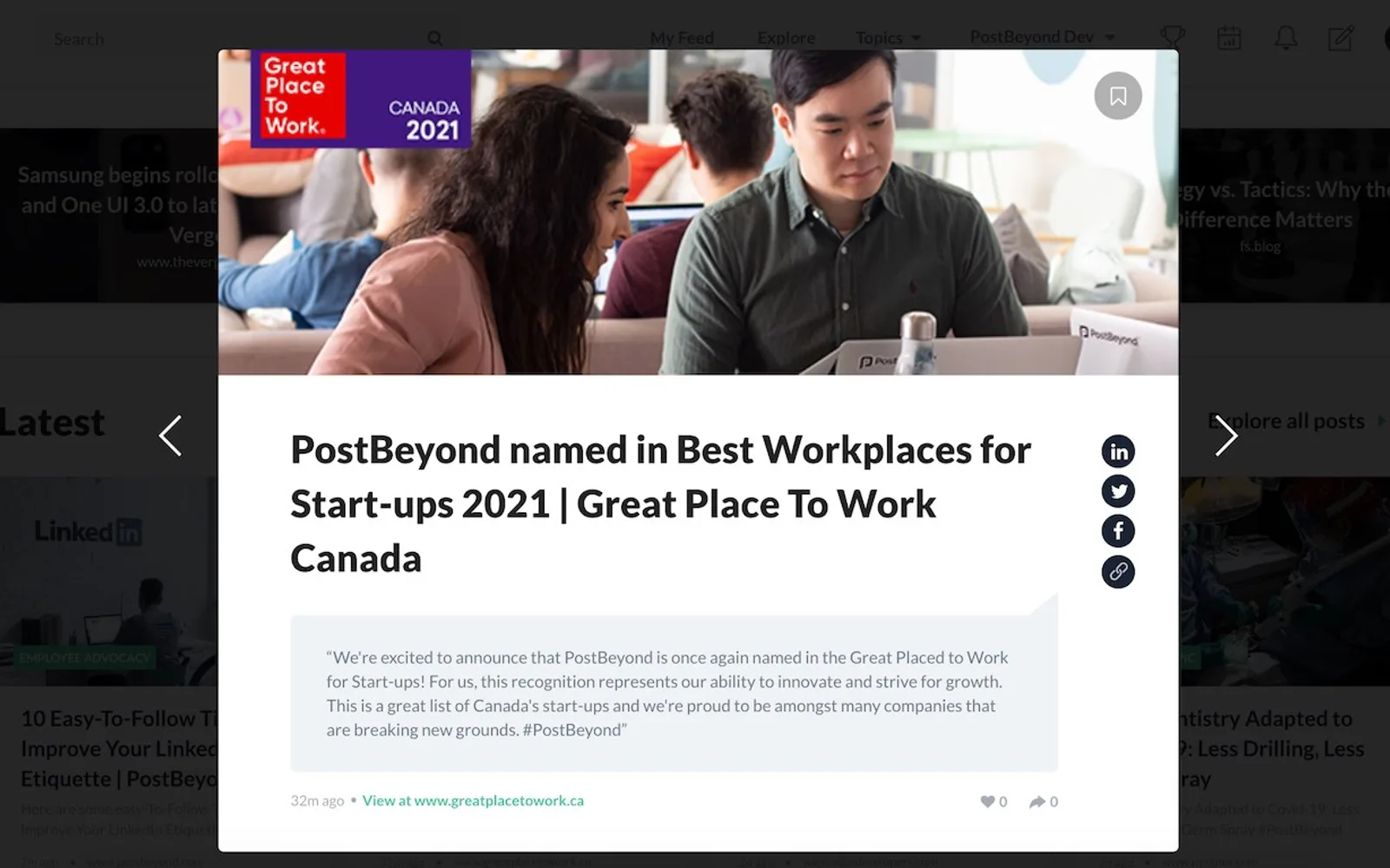 PostBeyond — screenshot from the Microsoft Marketplace listing