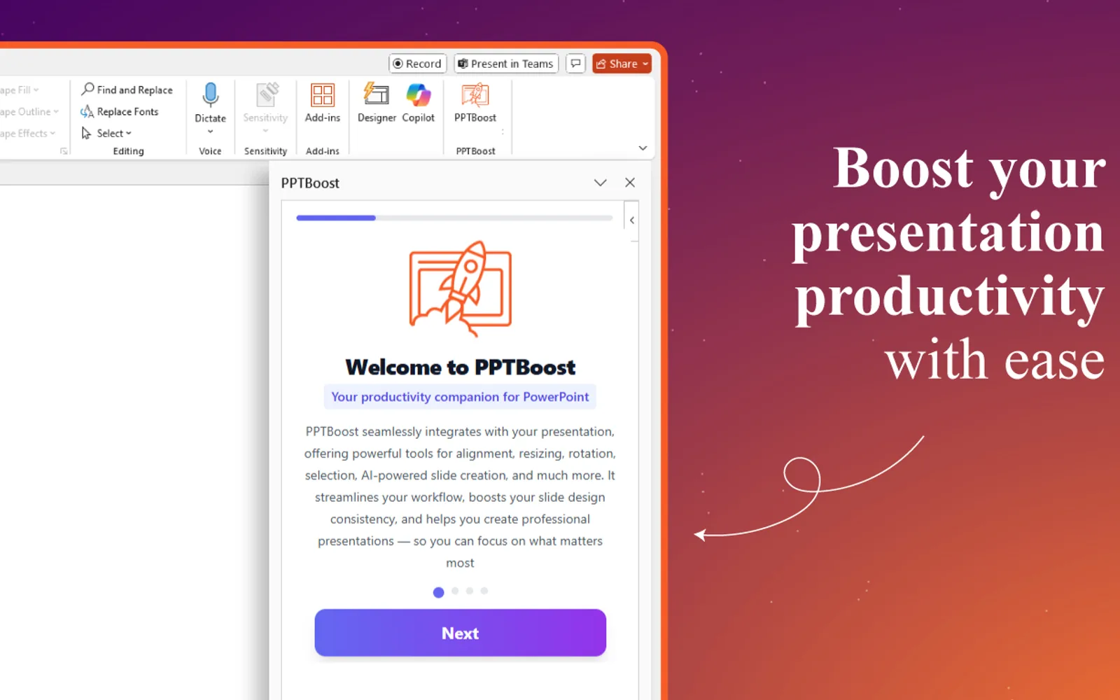 PPTBoost — screenshot from the Microsoft Marketplace listing
