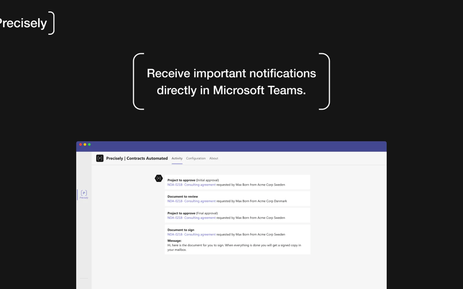 Precisely | Contracts Automated — screenshot from the Microsoft Marketplace listing