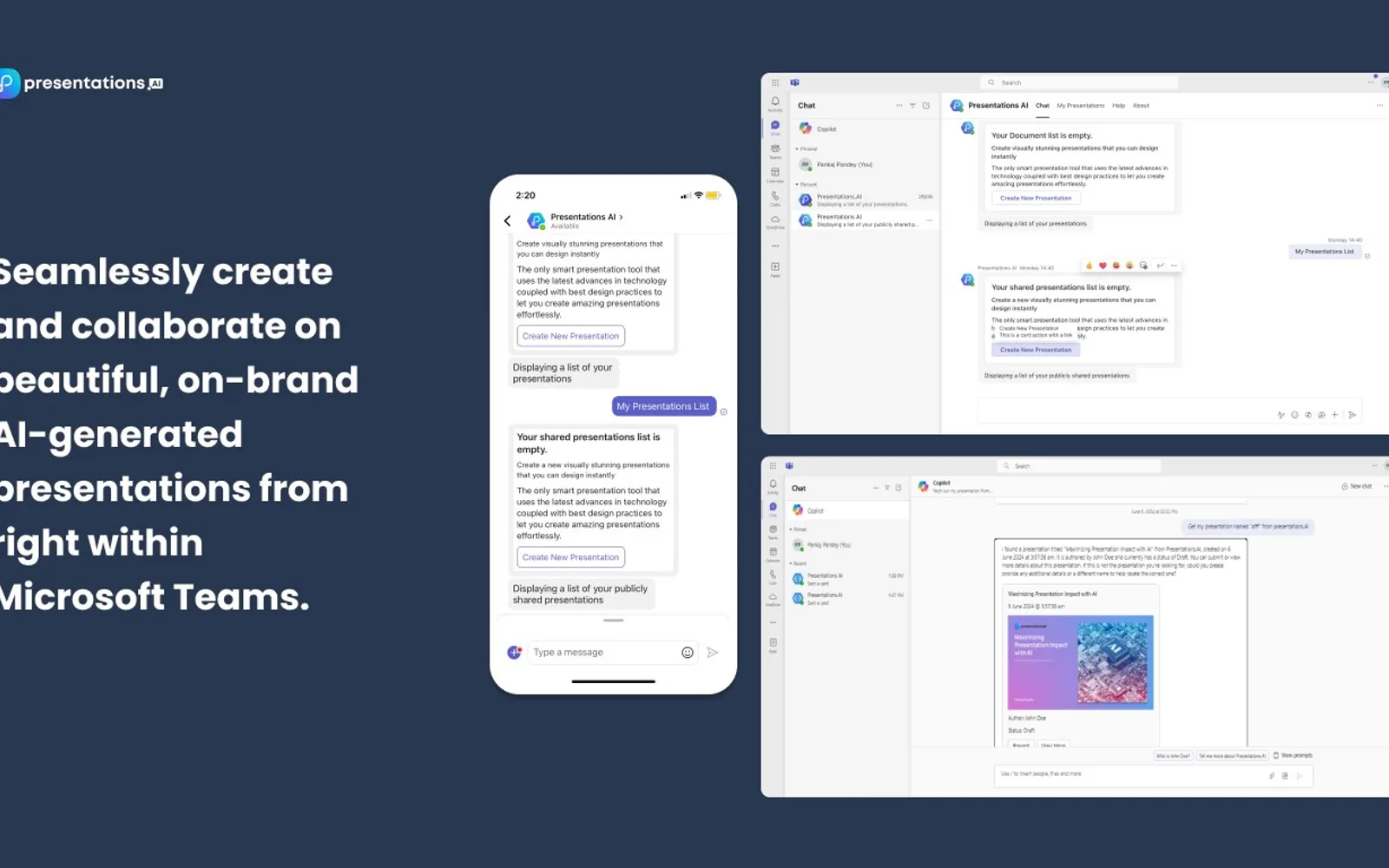 Presentations AI — screenshot from the Microsoft Marketplace listing