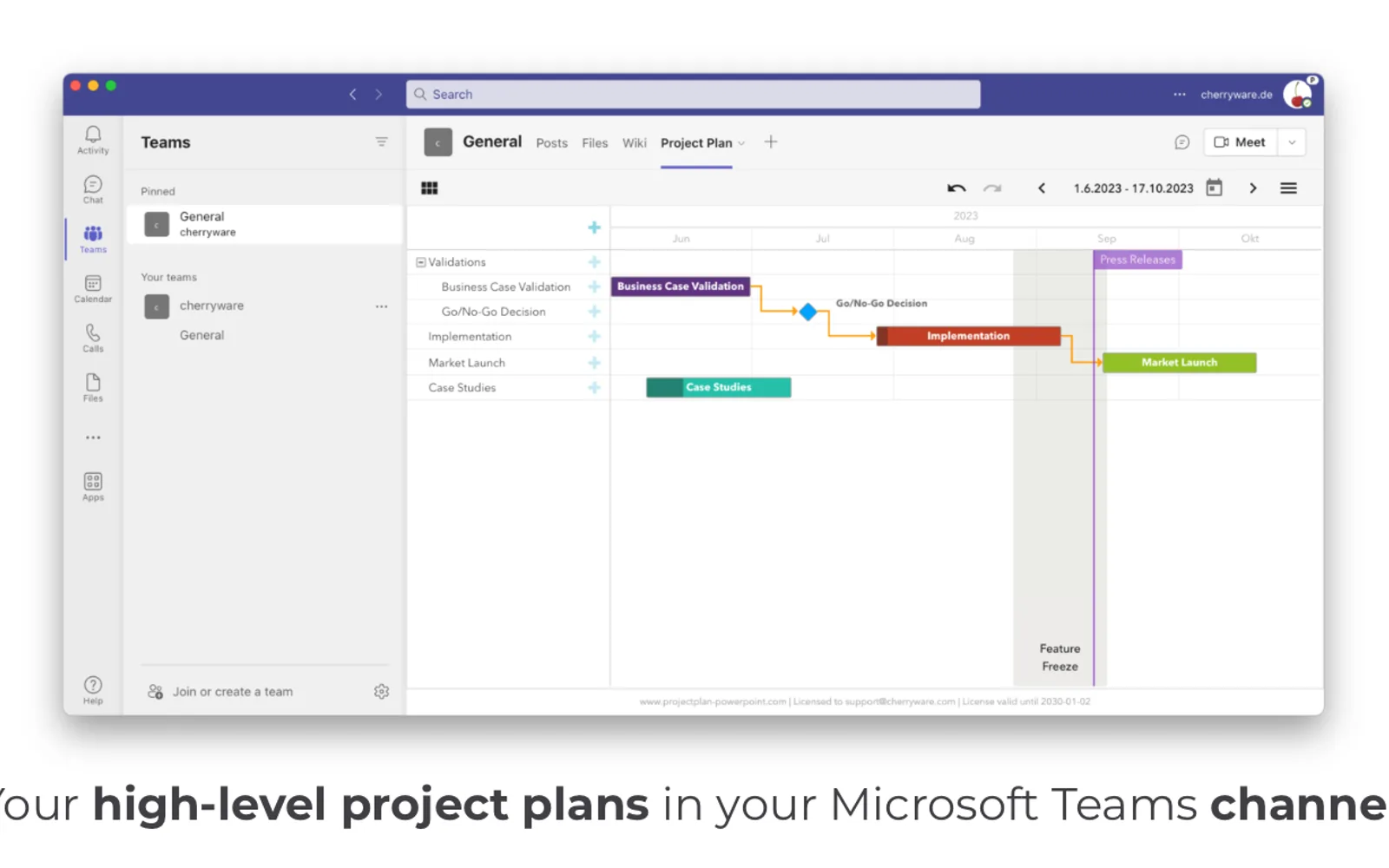 Project Plan – Gantt chart visualization — screenshot from the Microsoft Marketplace listing