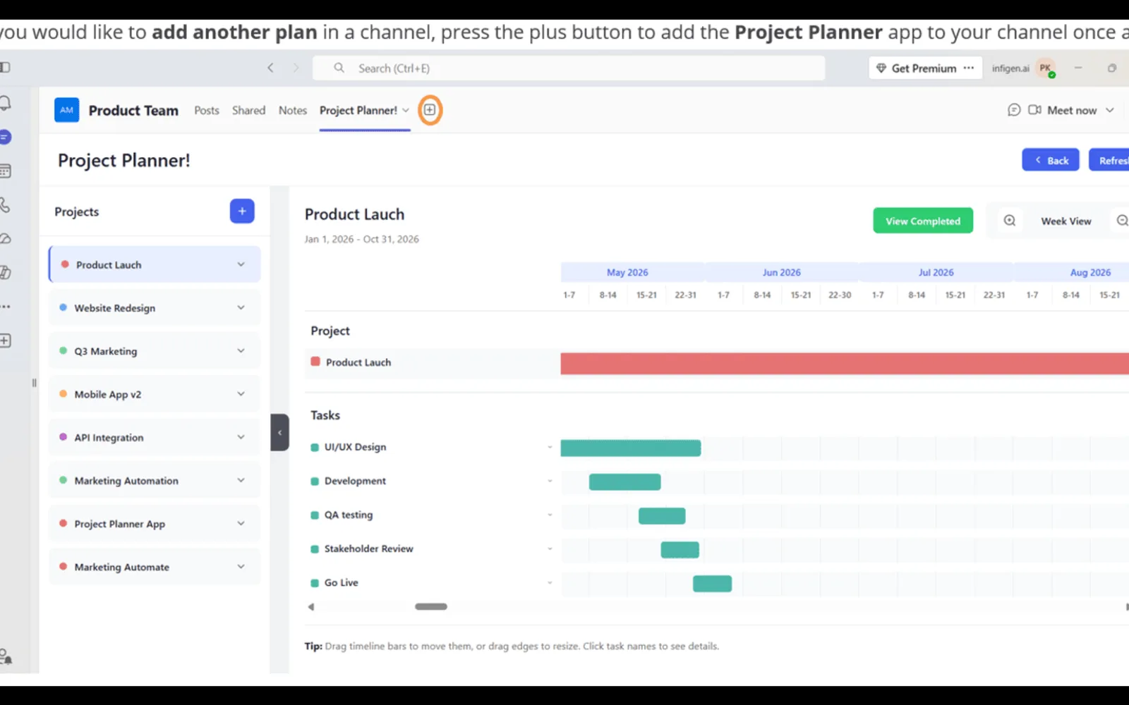 Project Planner! — screenshot from the Microsoft Marketplace listing