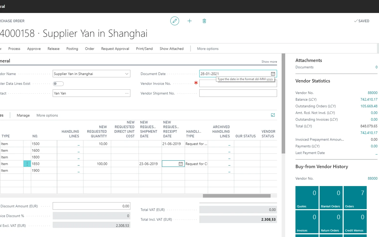 Purchase Order Management — screenshot from the Microsoft Marketplace listing