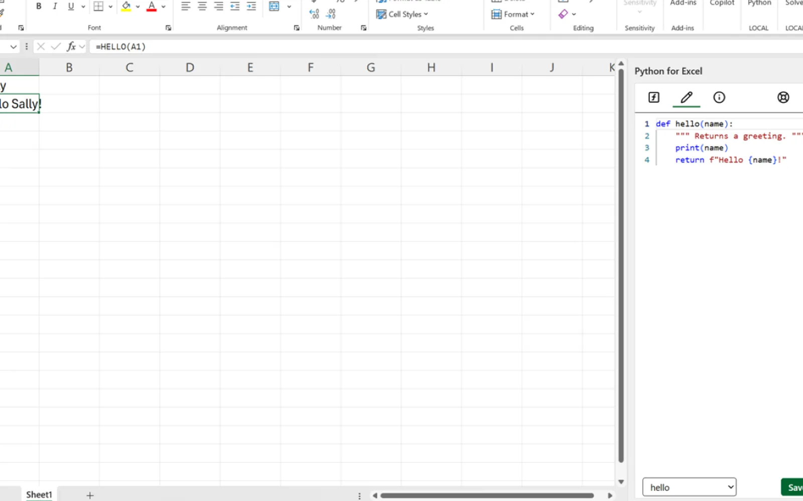 Python for Excel — screenshot from the Microsoft Marketplace listing