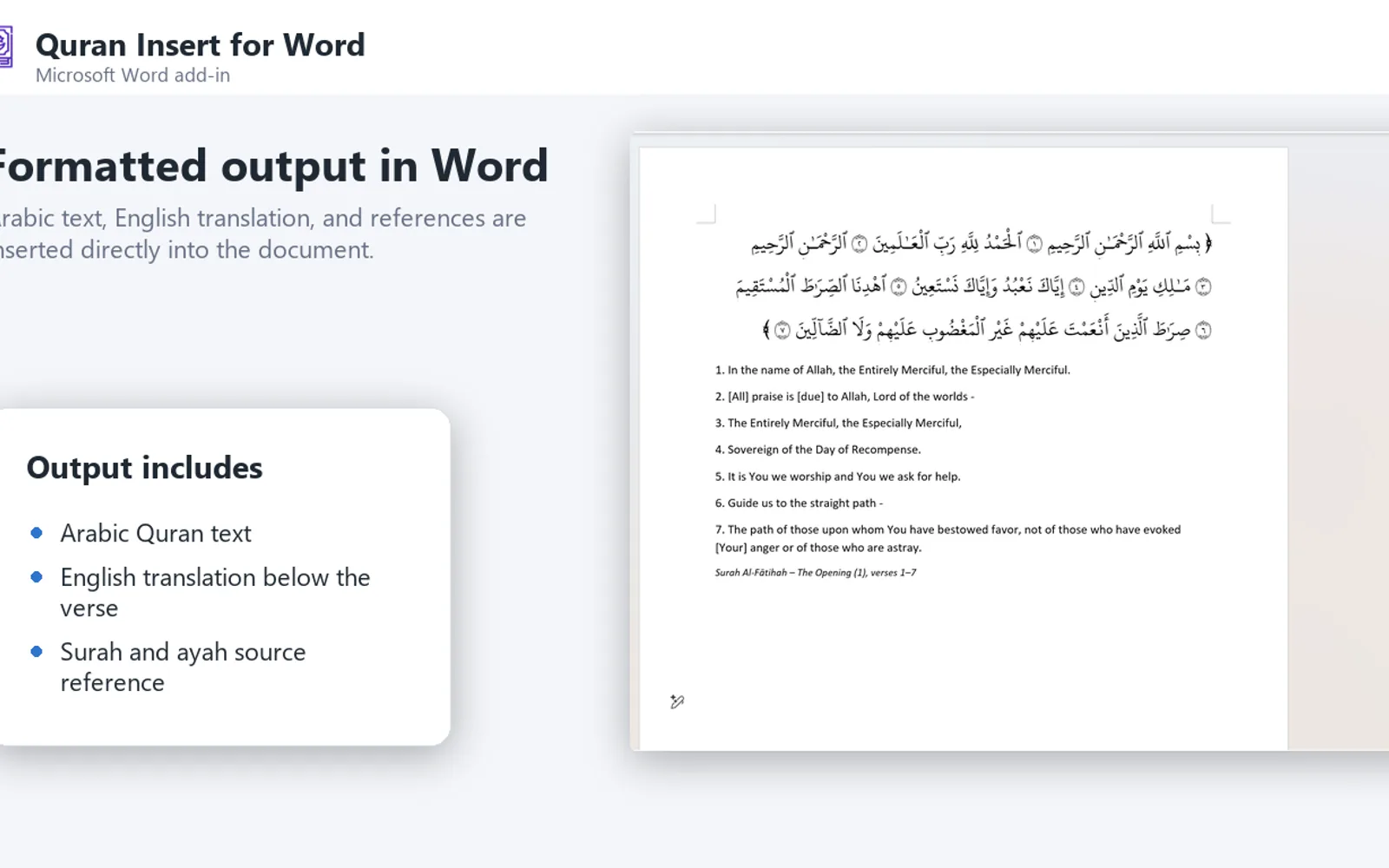 Quran — screenshot from the Microsoft Marketplace listing