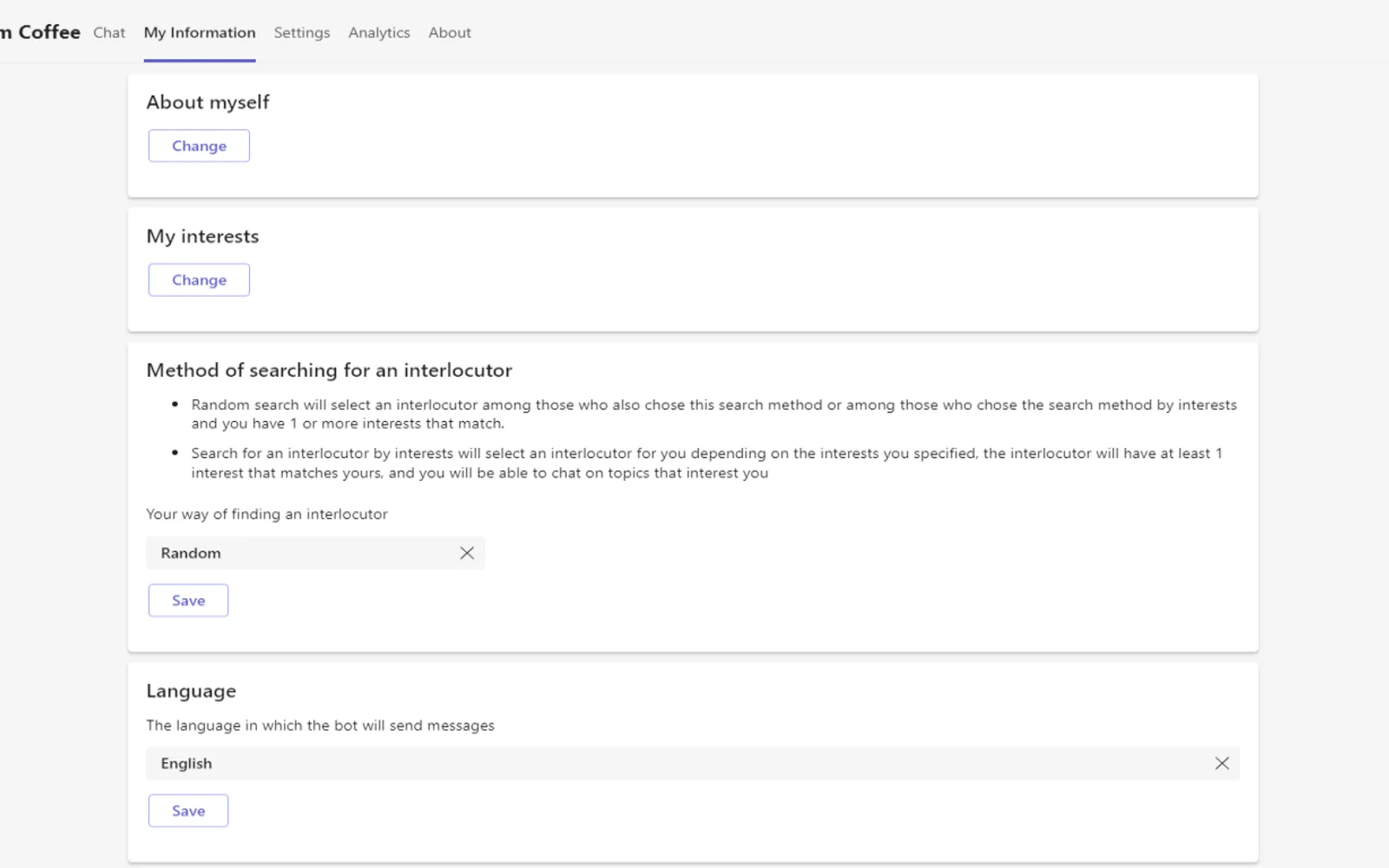 Random Coffee — screenshot from the Microsoft Marketplace listing