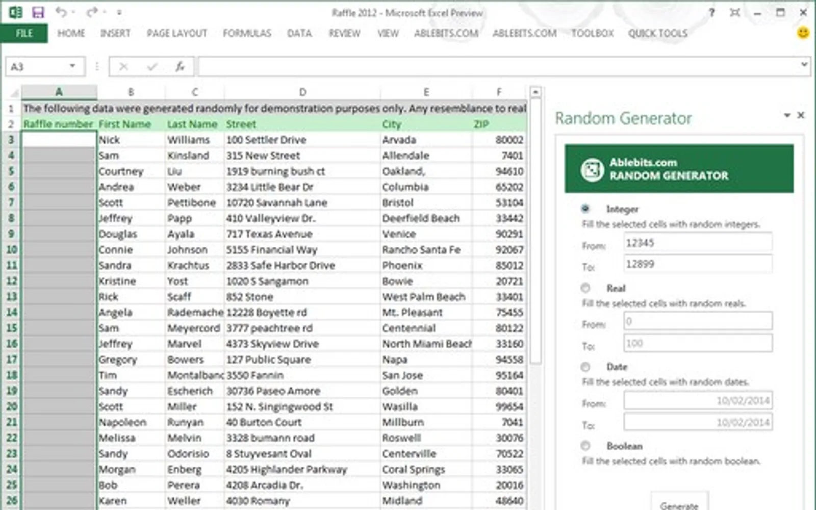 Random Generator — screenshot from the Microsoft Marketplace listing