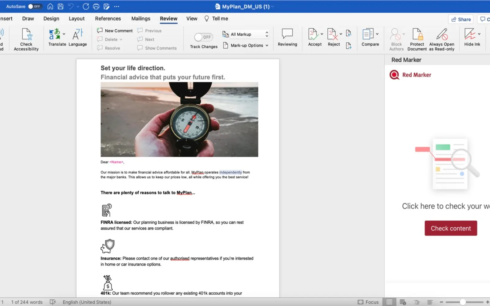 Red Marker EMEA — screenshot from the Microsoft Marketplace listing