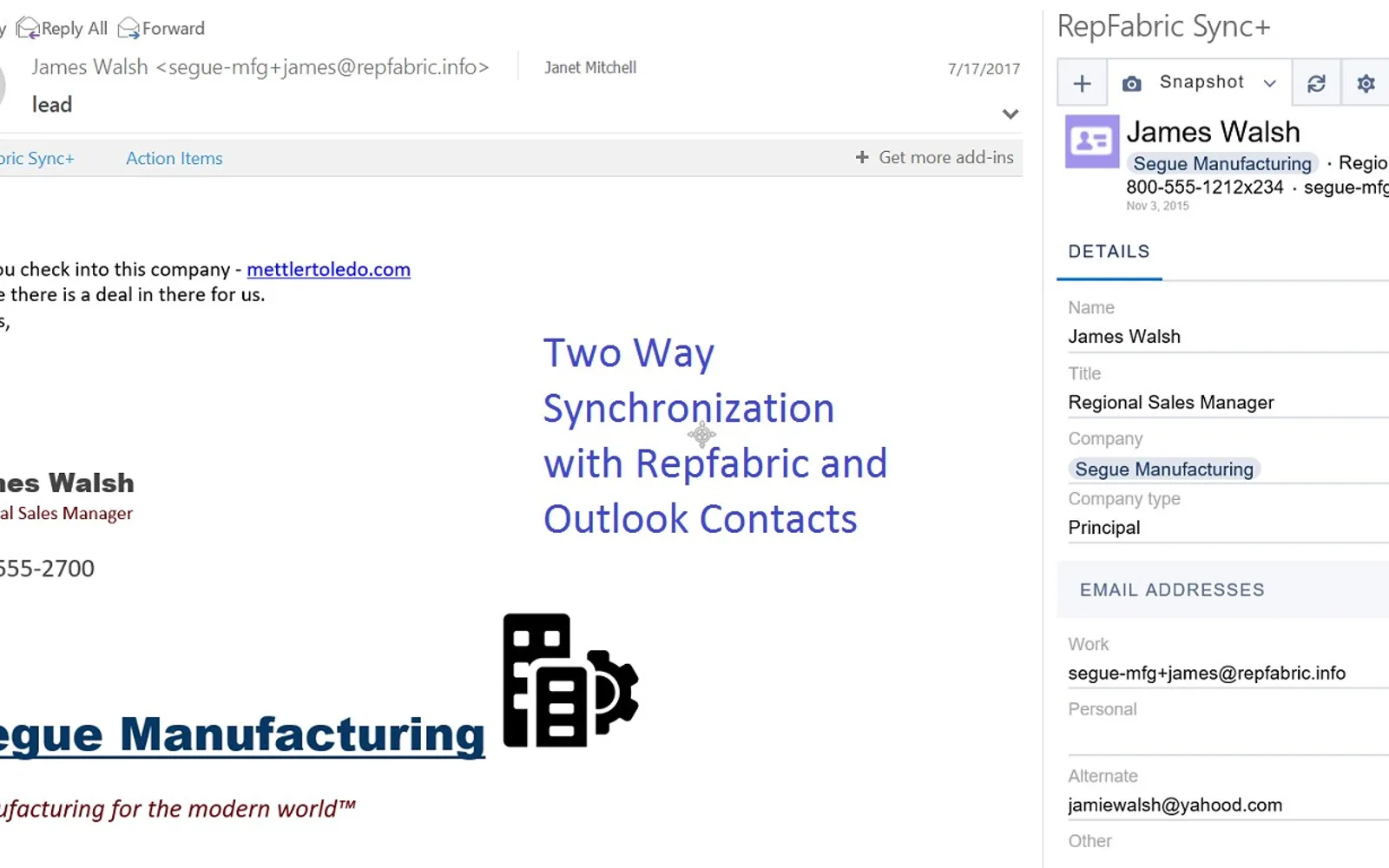 Repfabric SyncPlus — screenshot from the Microsoft Marketplace listing