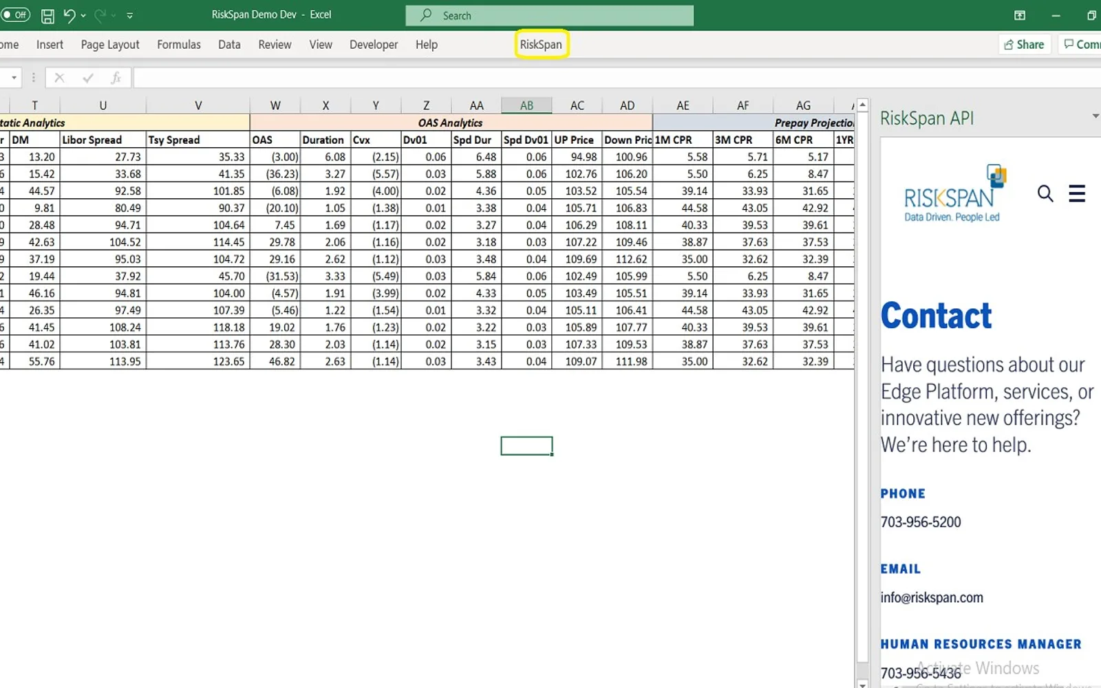RiskSpan — screenshot from the Microsoft Marketplace listing