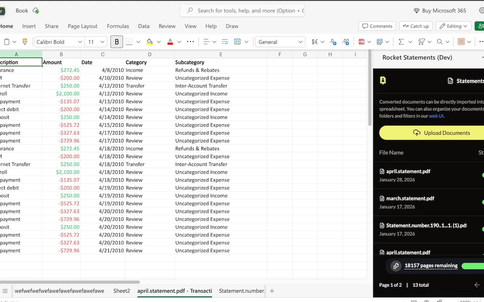 Rocket Statements — screenshot from the Microsoft Marketplace listing