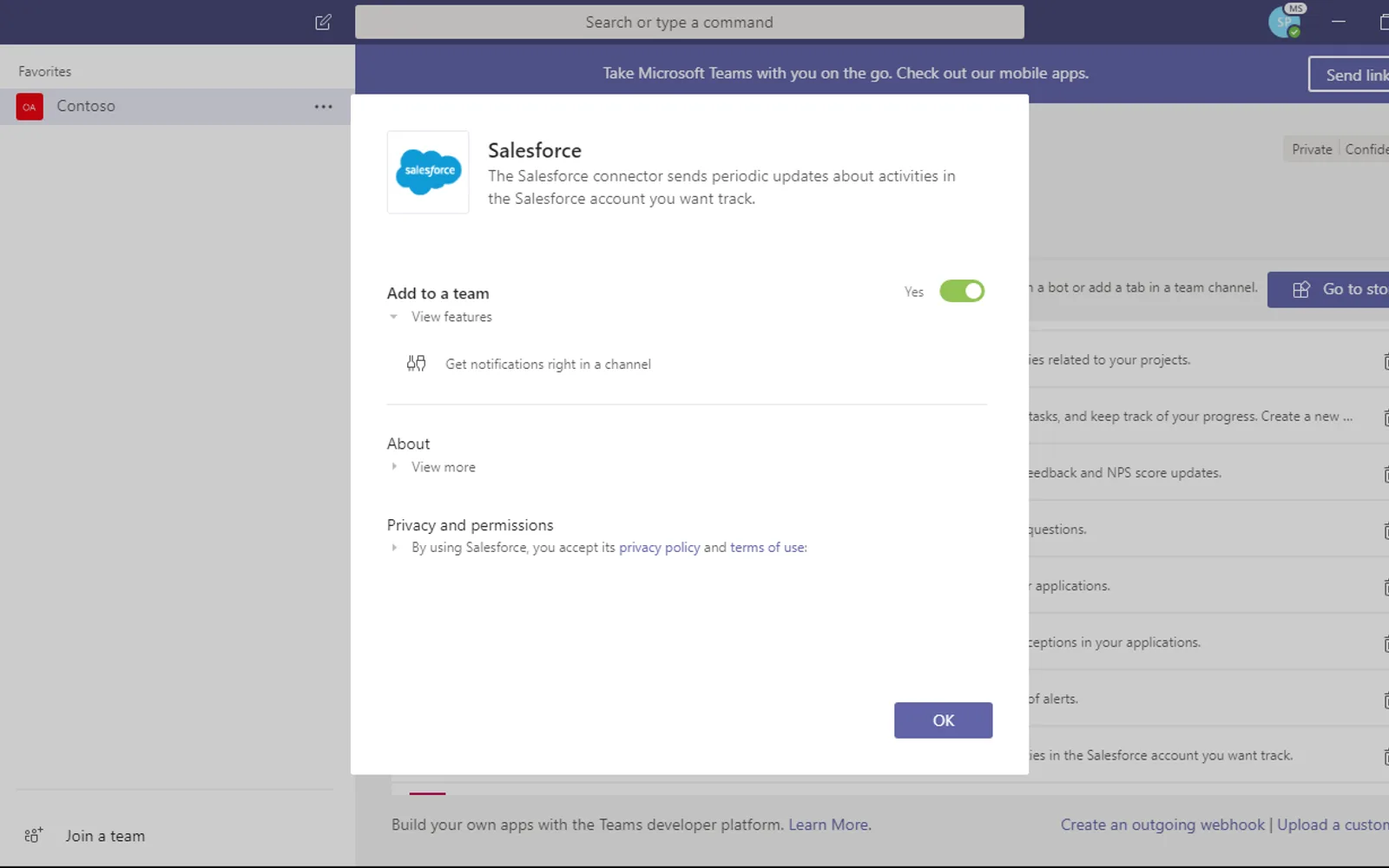 Salesforce (Legacy) — screenshot from the Microsoft Marketplace listing