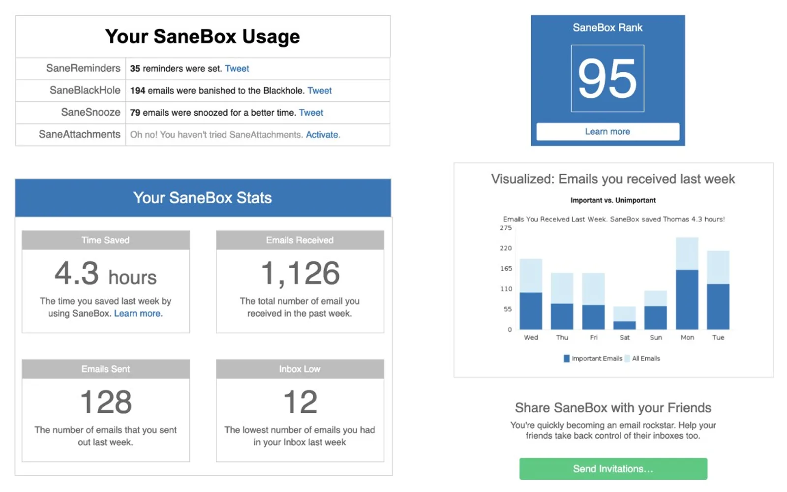 SaneBox — screenshot from the Microsoft Marketplace listing