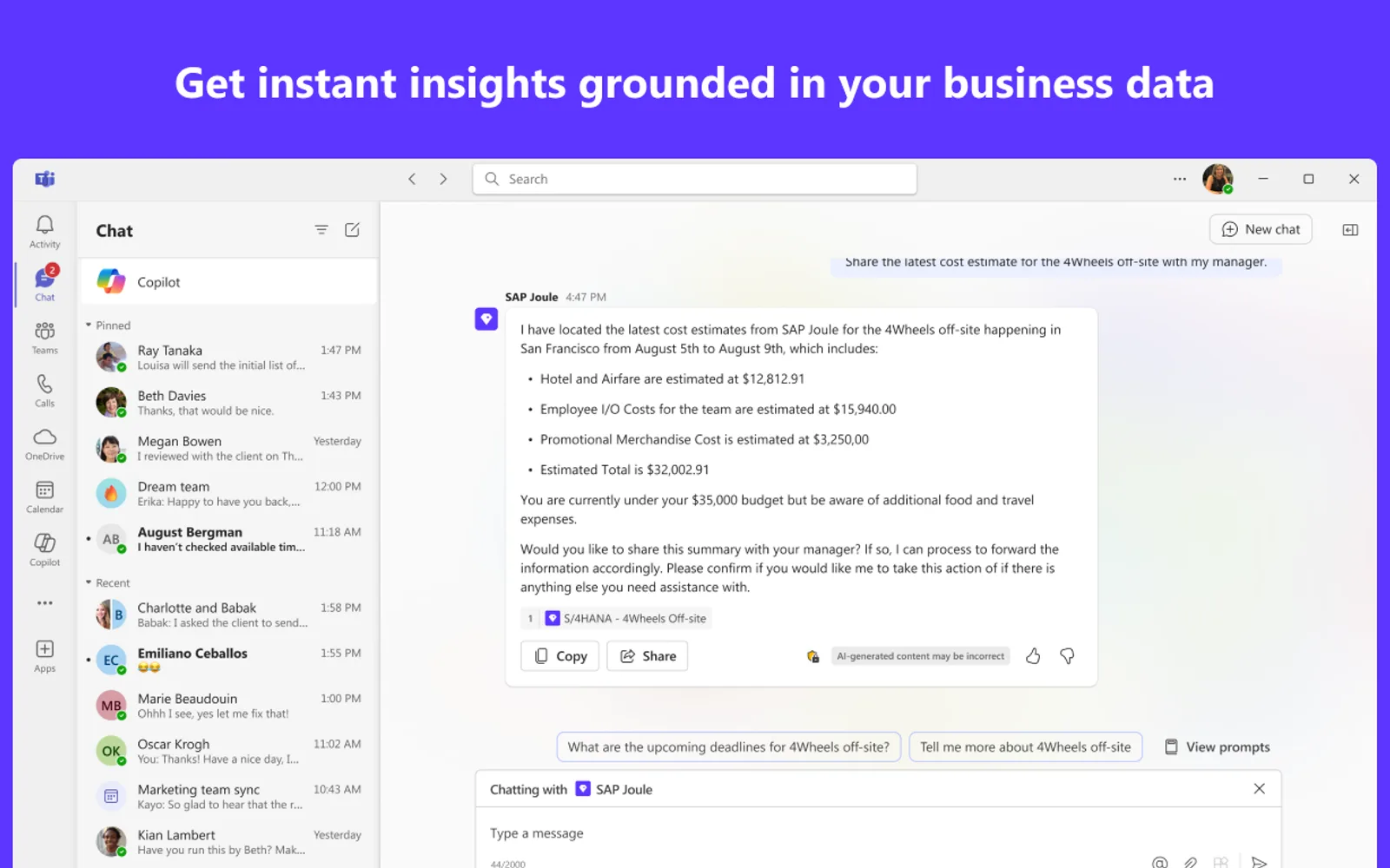 SAP Joule — screenshot from the Microsoft Marketplace listing