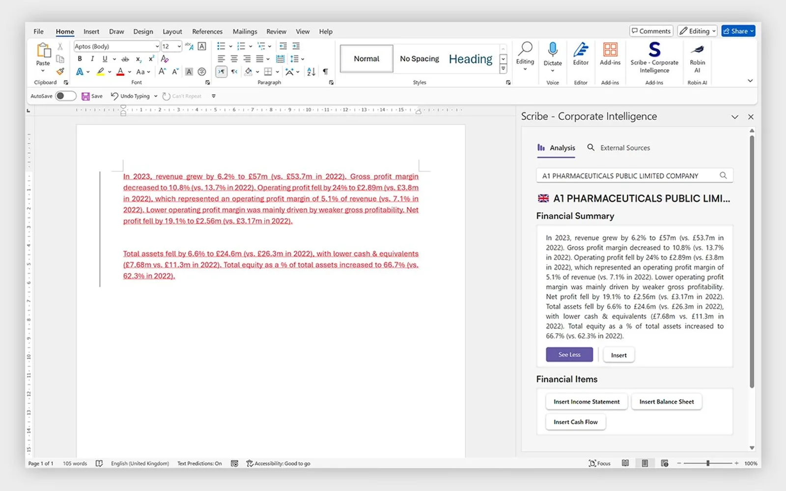 Scribe - Corporate Intelligence — screenshot from the Microsoft Marketplace listing