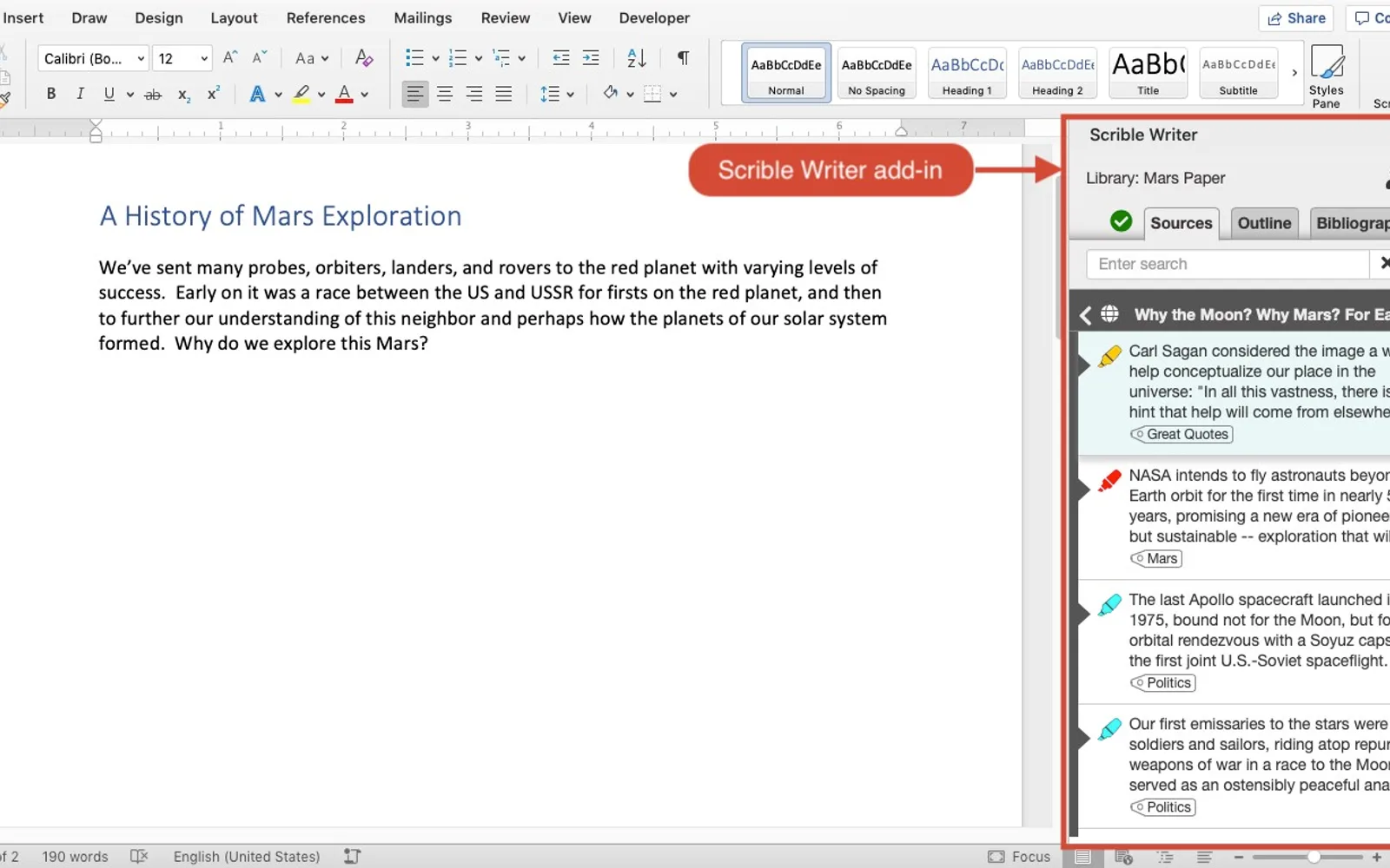 Scrible Writer — screenshot from the Microsoft Marketplace listing