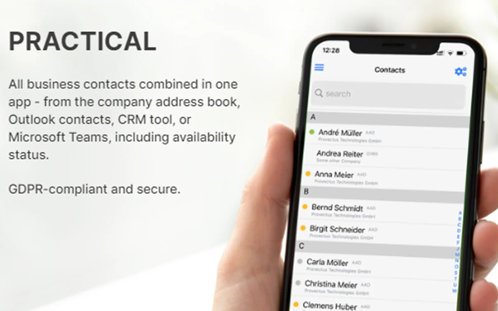 Secure Contacts App — screenshot from the Microsoft Marketplace listing