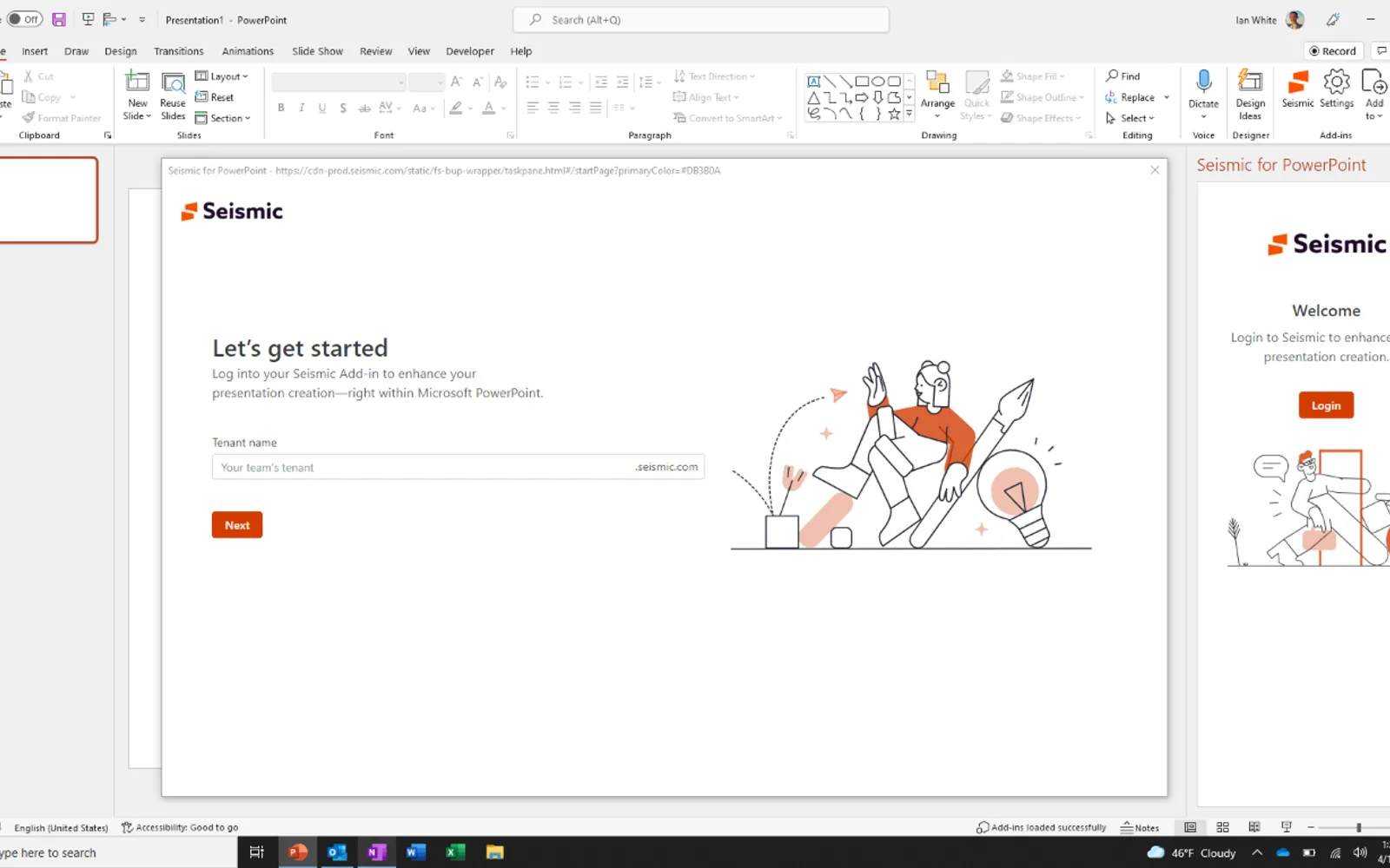 Seismic for PowerPoint — screenshot from the Microsoft Marketplace listing