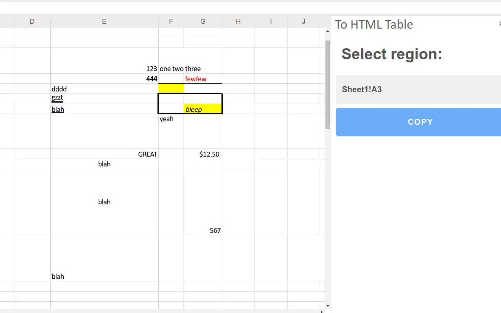Selection to HTML — screenshot from the Microsoft Marketplace listing