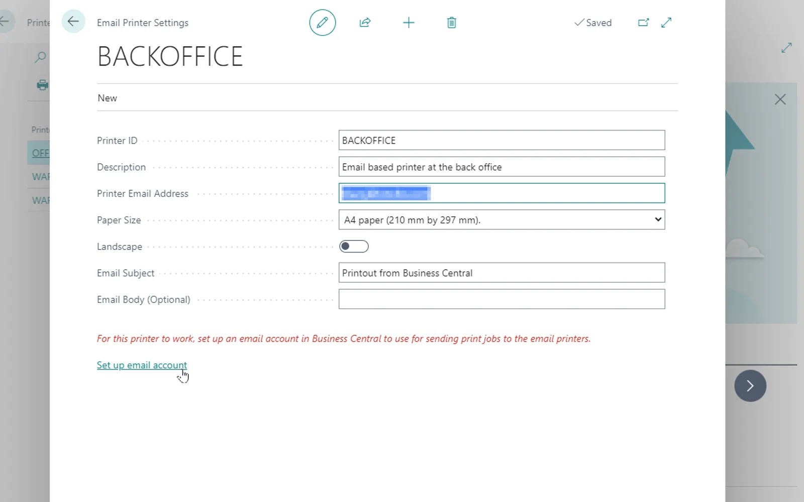 Send To Email Printer — screenshot from the Microsoft Marketplace listing
