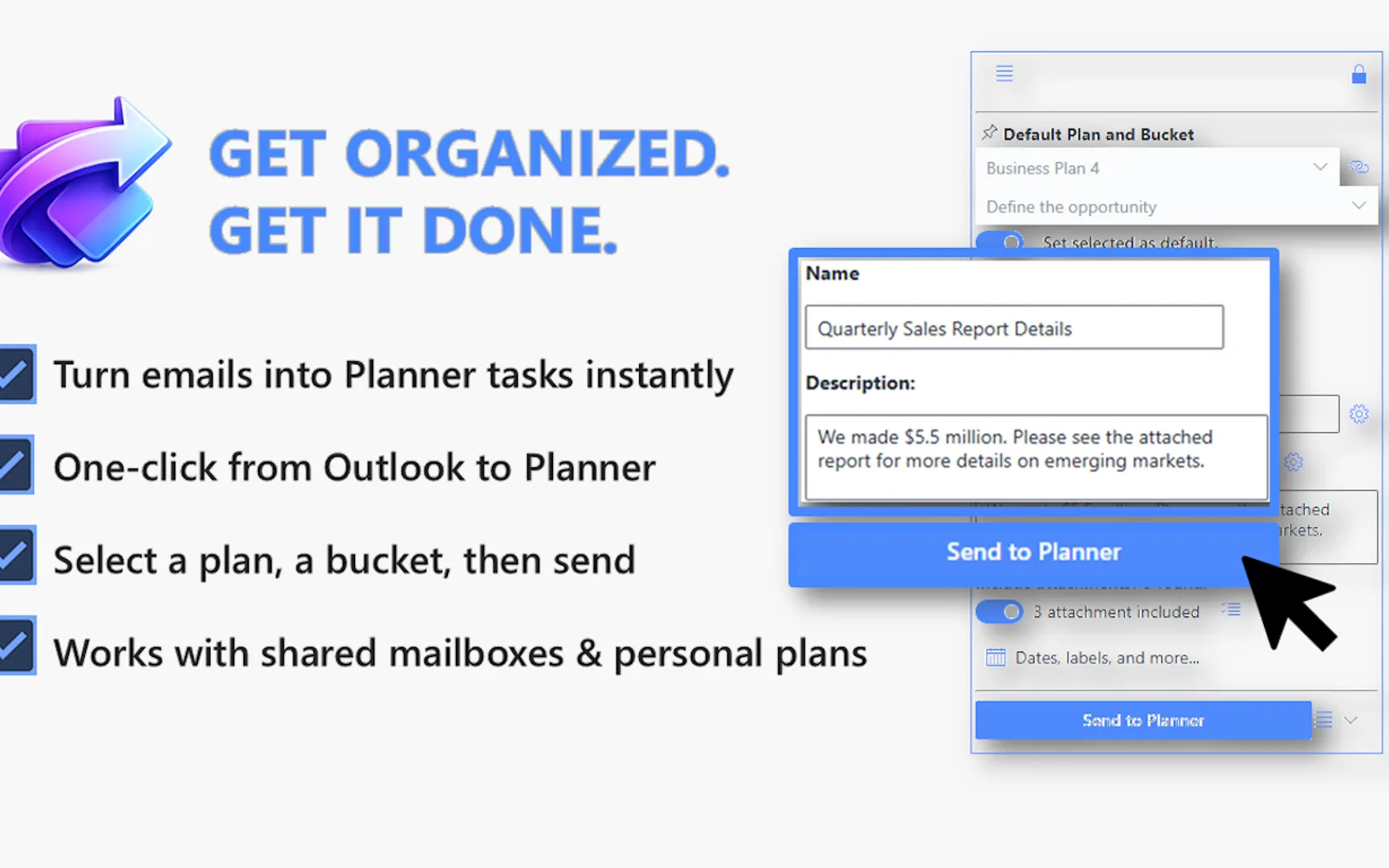 Send to Planner — screenshot from the Microsoft Marketplace listing