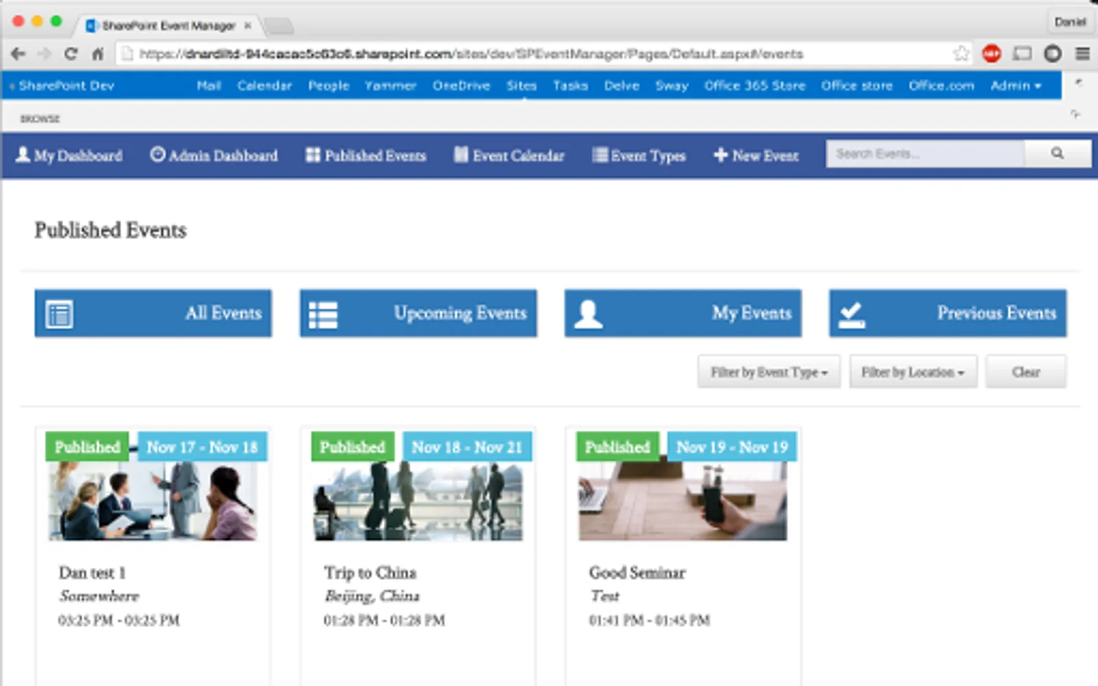 SharePoint Event Manager — screenshot from the Microsoft Marketplace listing