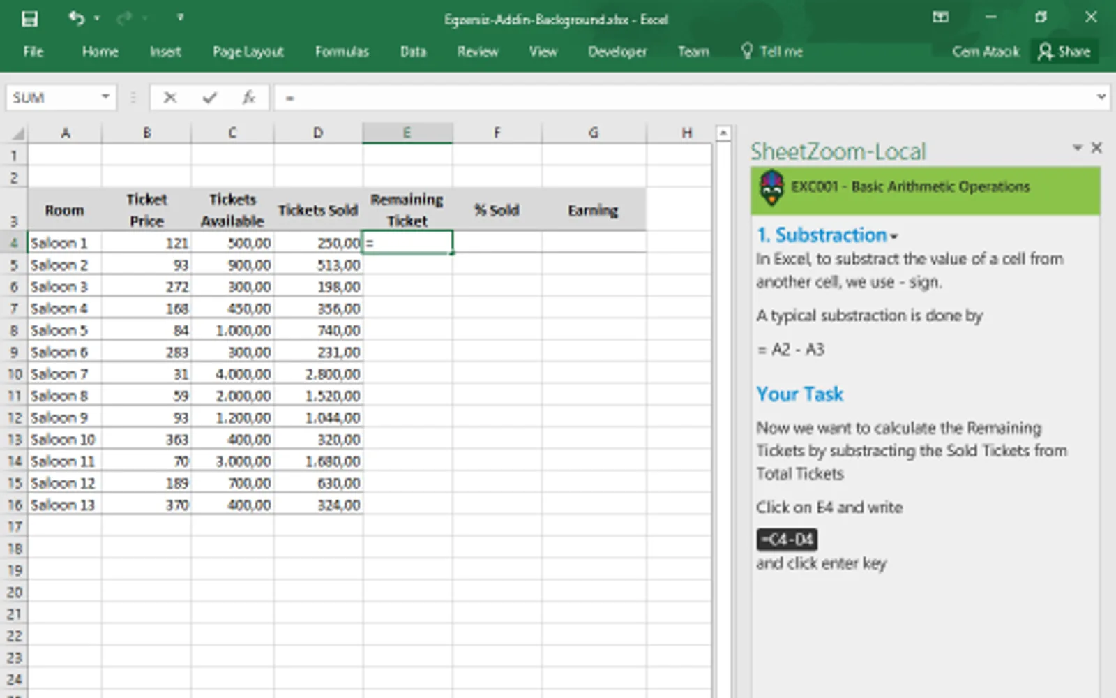 SheetZoom Excel Training — screenshot from the Microsoft Marketplace listing