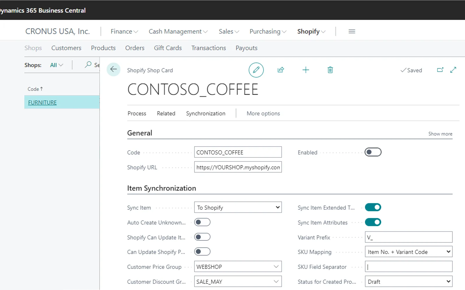 Shopify Connector — screenshot from the Microsoft Marketplace listing