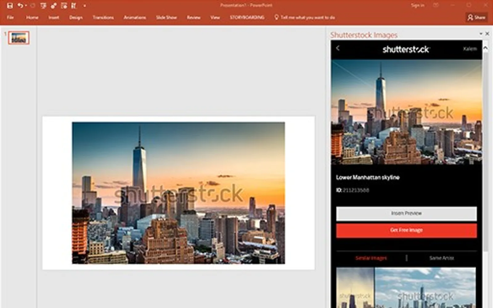Shutterstock Images — screenshot from the Microsoft Marketplace listing