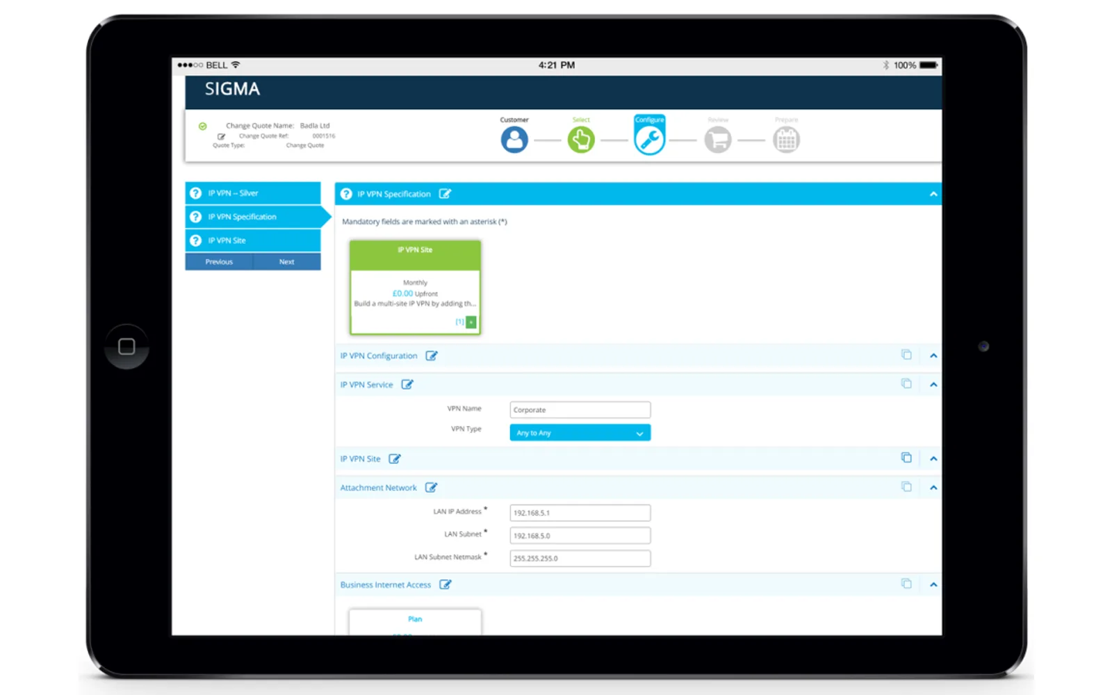 Sigma CPQ — screenshot from the Microsoft Marketplace listing
