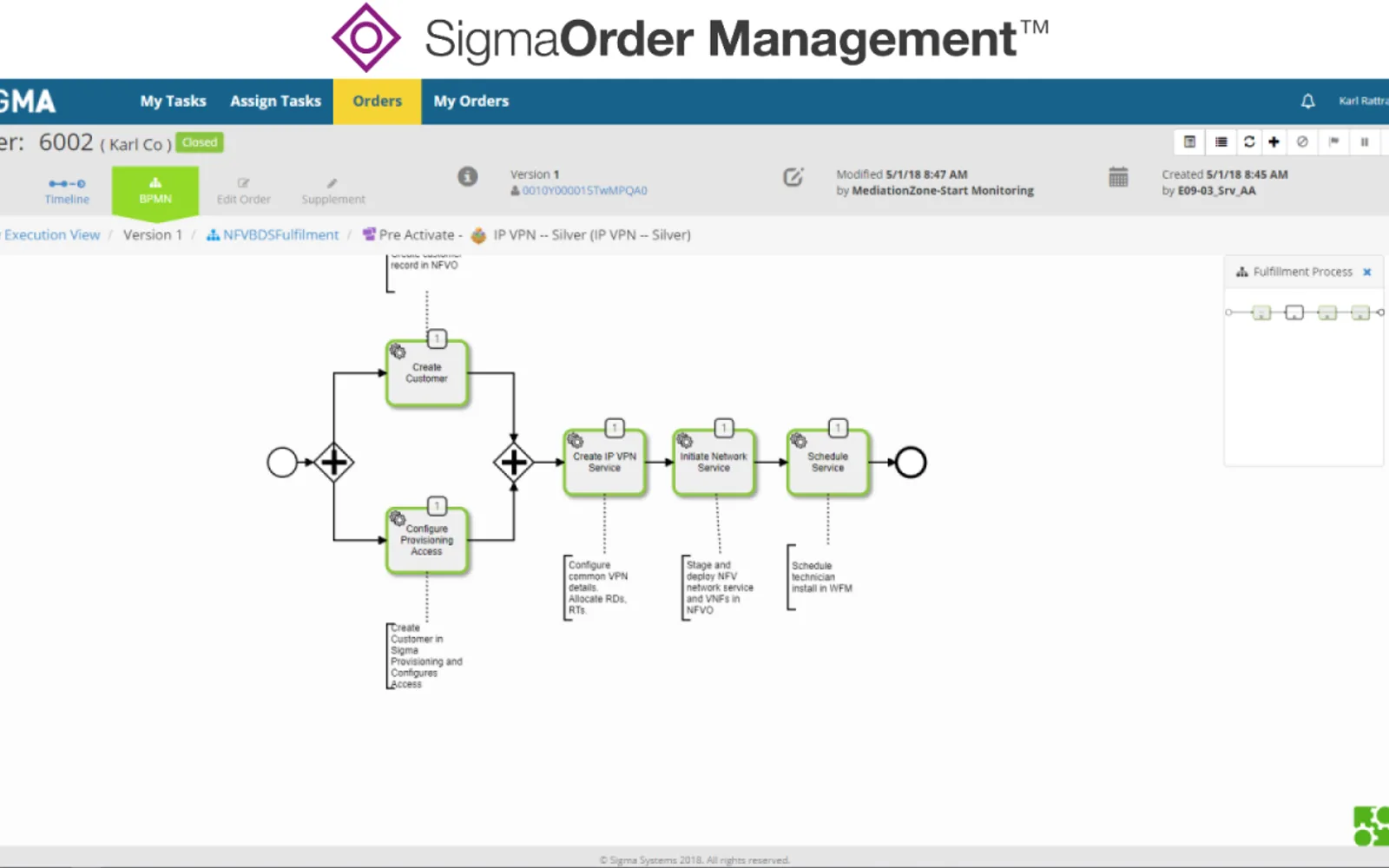 Sigma Order Management — screenshot from the Microsoft Marketplace listing