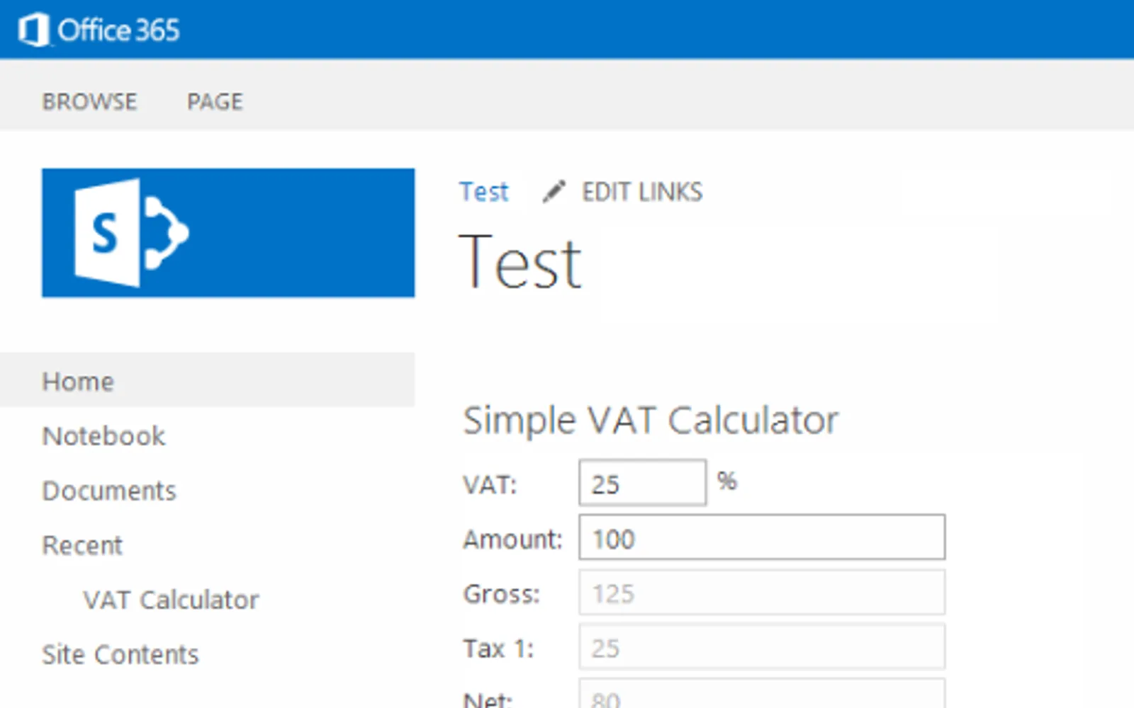 Simple VAT Calculator — screenshot from the Microsoft Marketplace listing