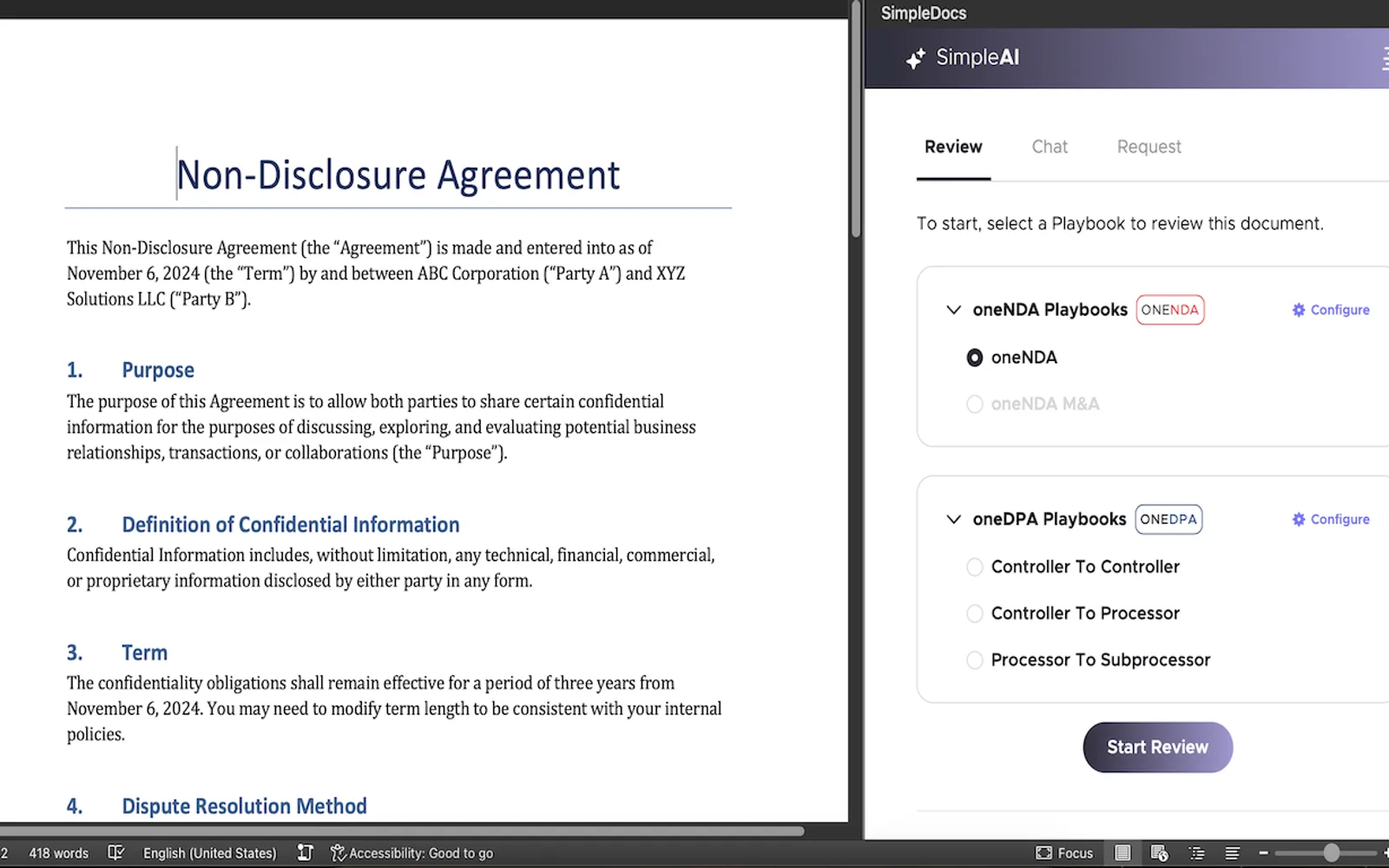 SimpleDocs — screenshot from the Microsoft Marketplace listing