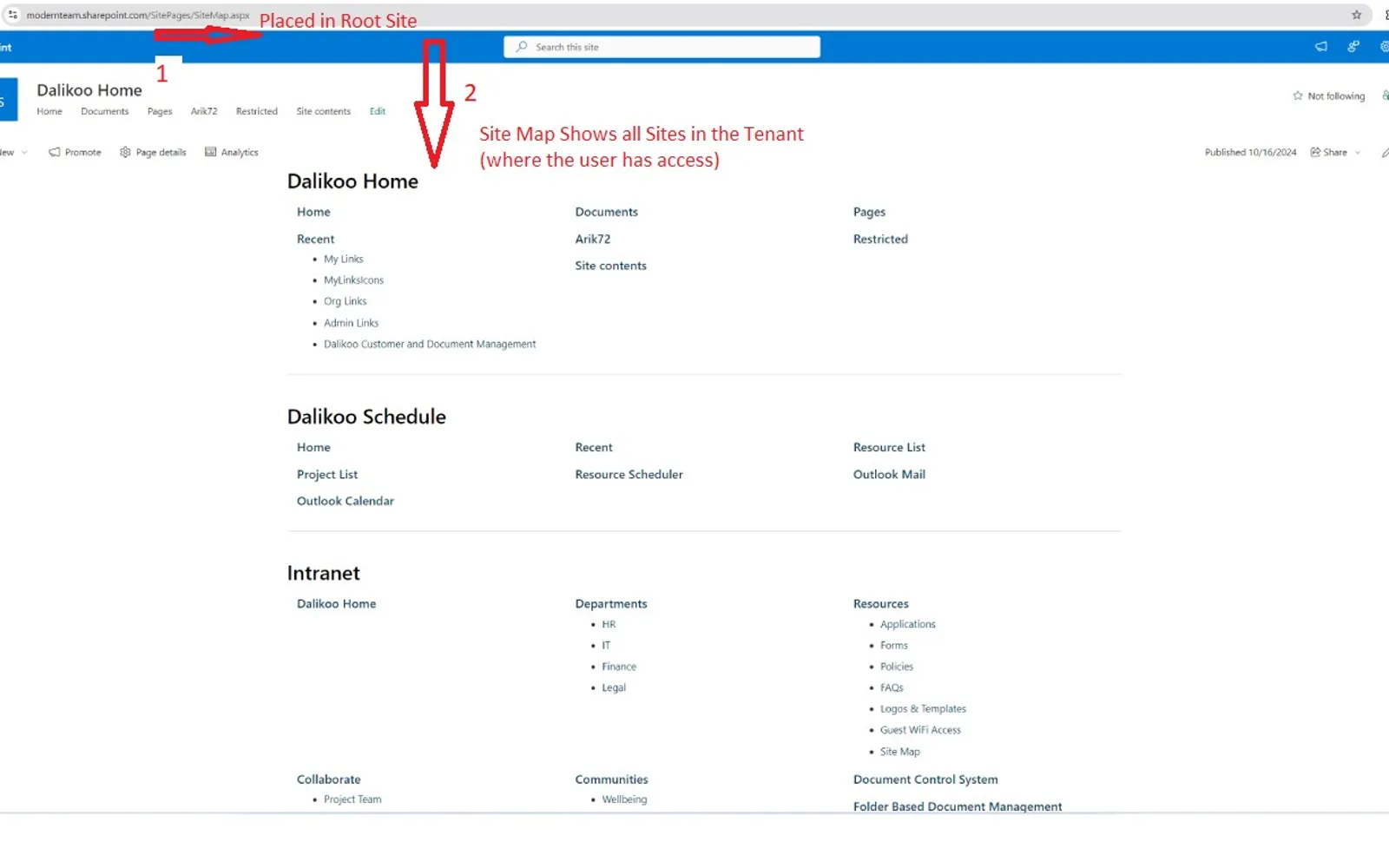 Site Map — screenshot from the Microsoft Marketplace listing