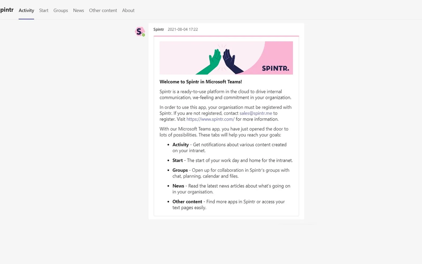 Spintr — screenshot from the Microsoft Marketplace listing