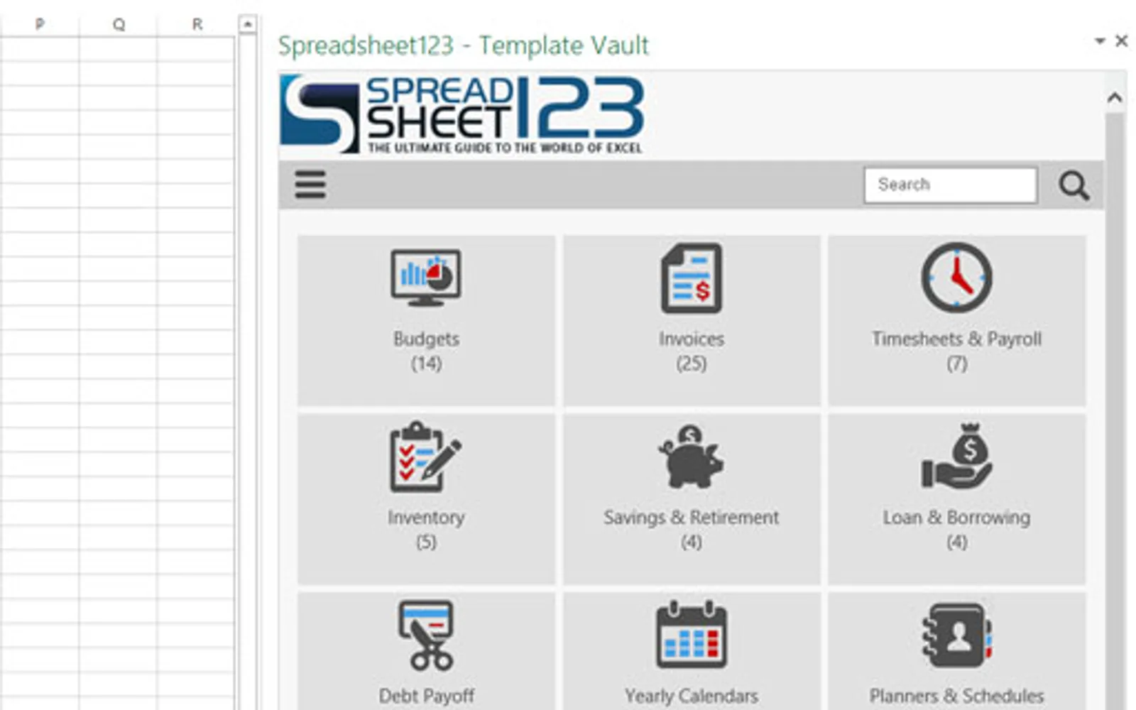 Spreadsheet123 - Template Vault — screenshot from the Microsoft Marketplace listing
