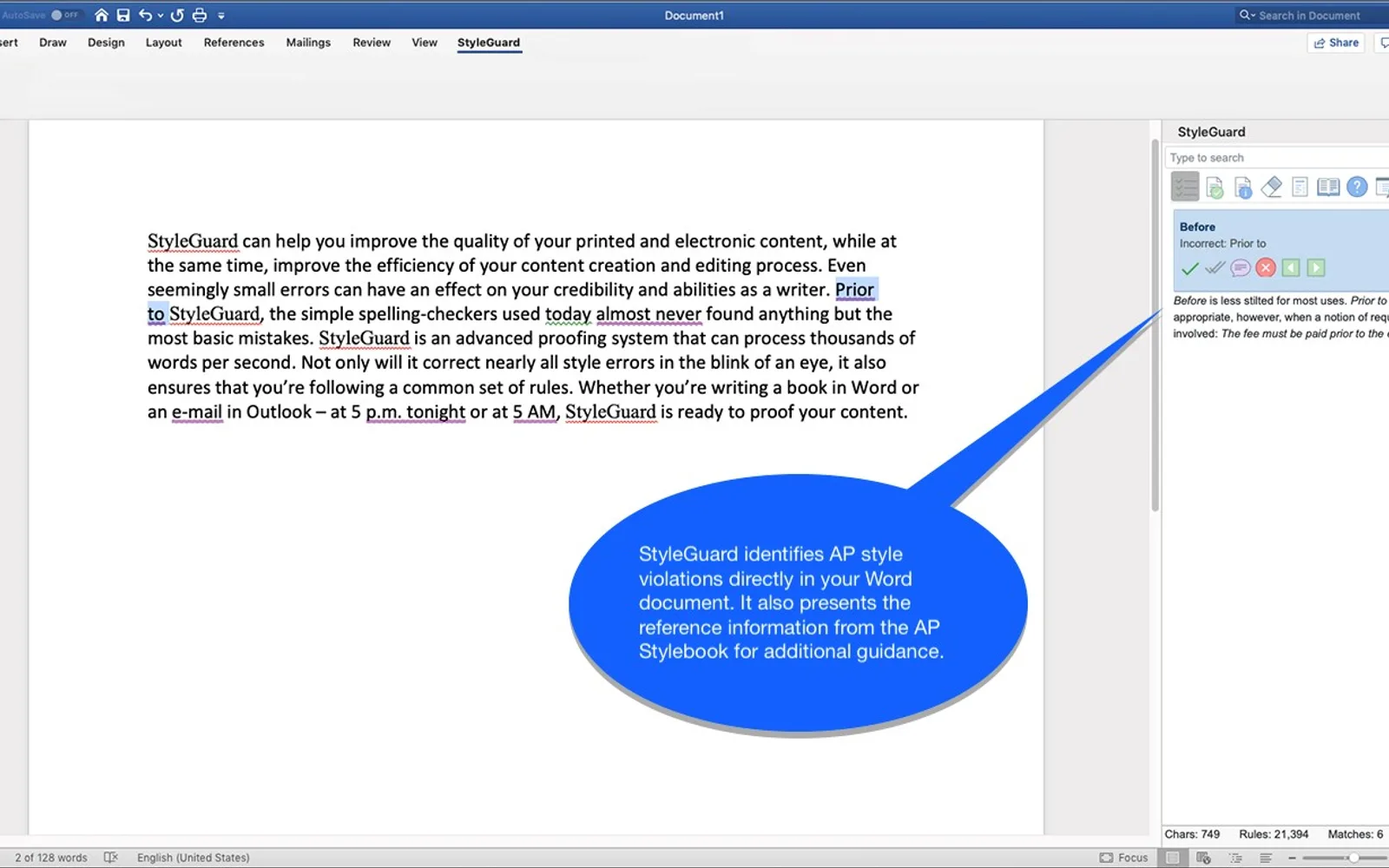StyleGuard — screenshot from the Microsoft Marketplace listing