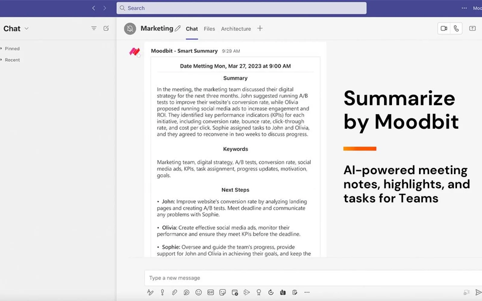 Summarize by Moodbit — screenshot from the Microsoft Marketplace listing
